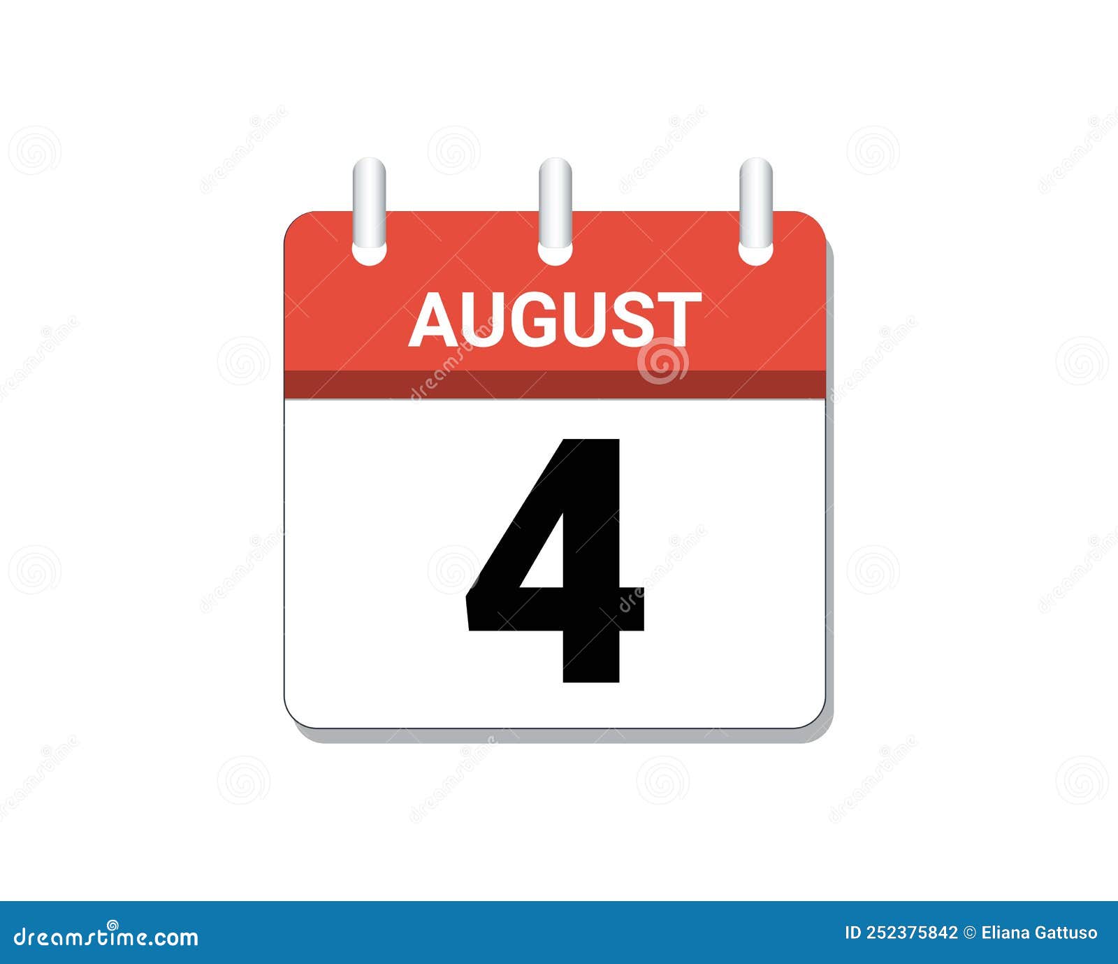 August, 4th Calendar Icon Vector, Concept of Schedule, Business and