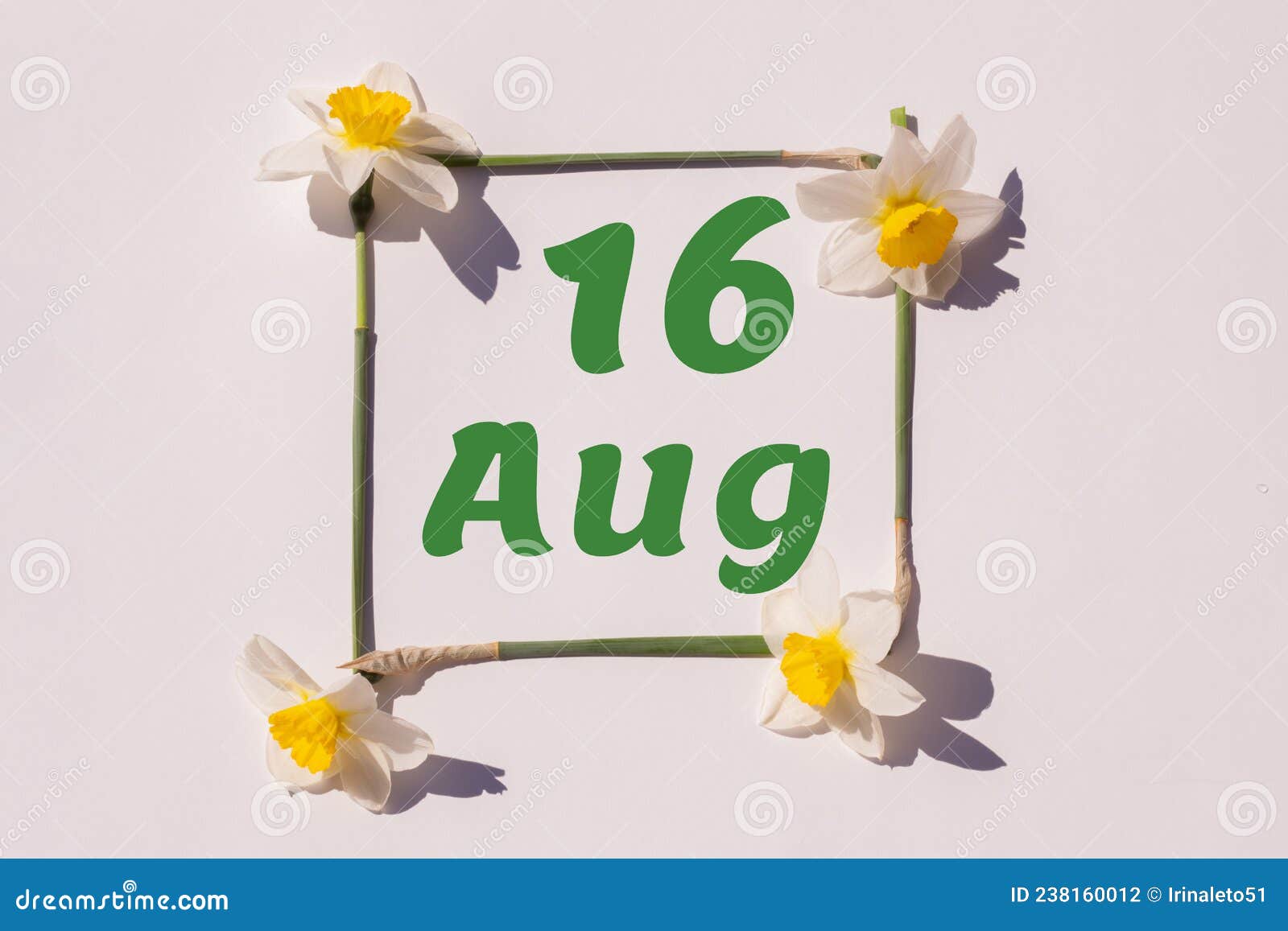 August 16th. Day 16 of Month, Calendar Date. Frame from Flowers of a