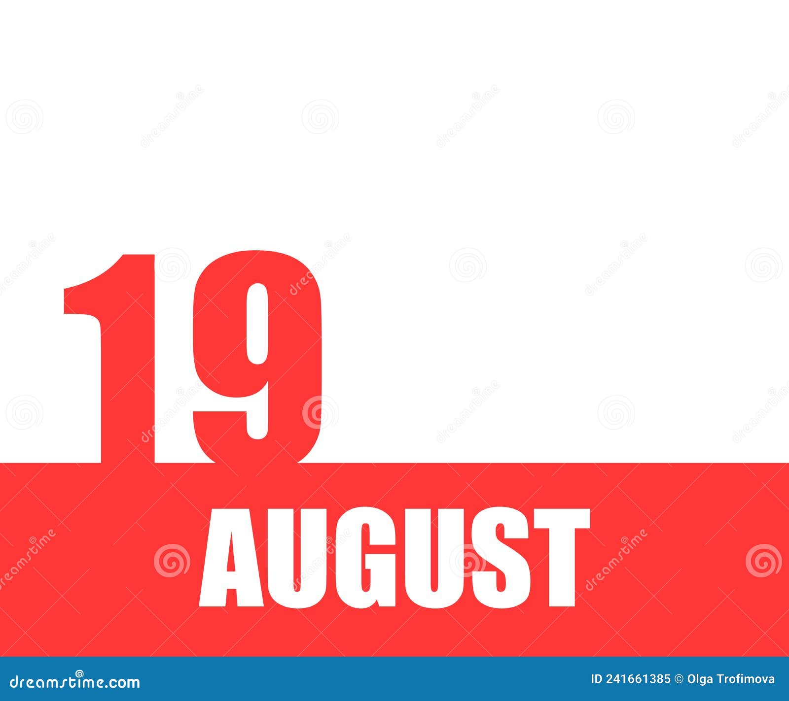 August. 19th Day of Month, Calendar Date. Red Numbers and Stripe with White Text on Isolated Background Stock Illustration - Illustration of isolated, calendar: 241661385
