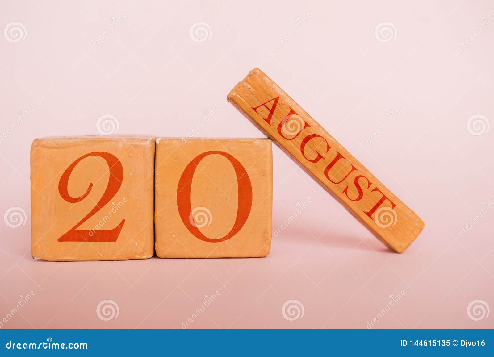 August 20th. Day 20 of Month, Handmade Wood Calendar on Modern Color