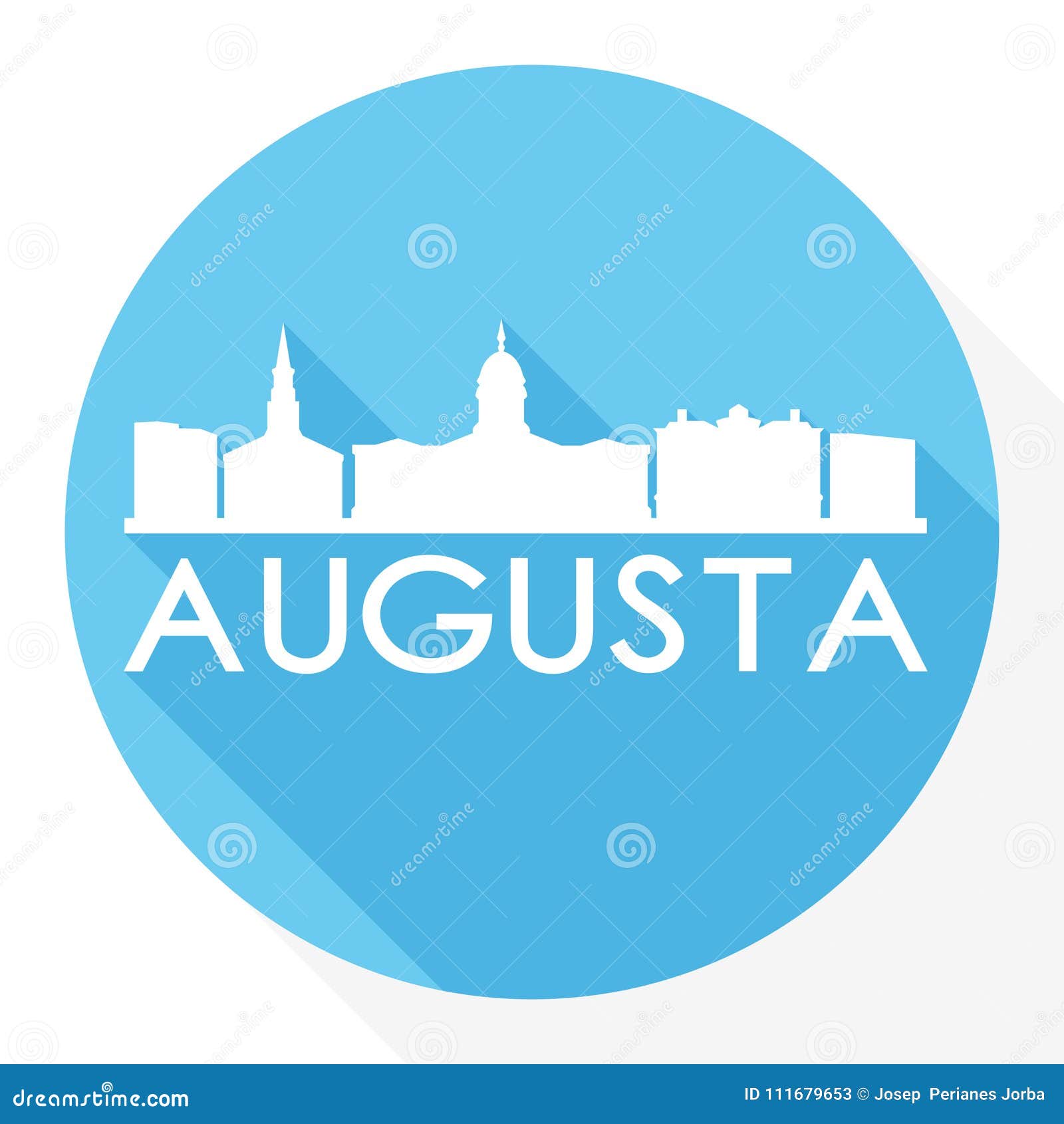 Augusta Georgia Capital USA Round Icon Vector Art Flat Shadow Design
