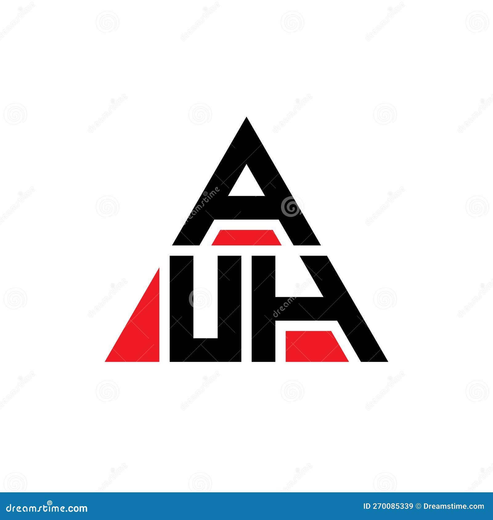 auh triangle letter logo  with triangle . auh triangle logo  monogram. auh triangle  logo template with red