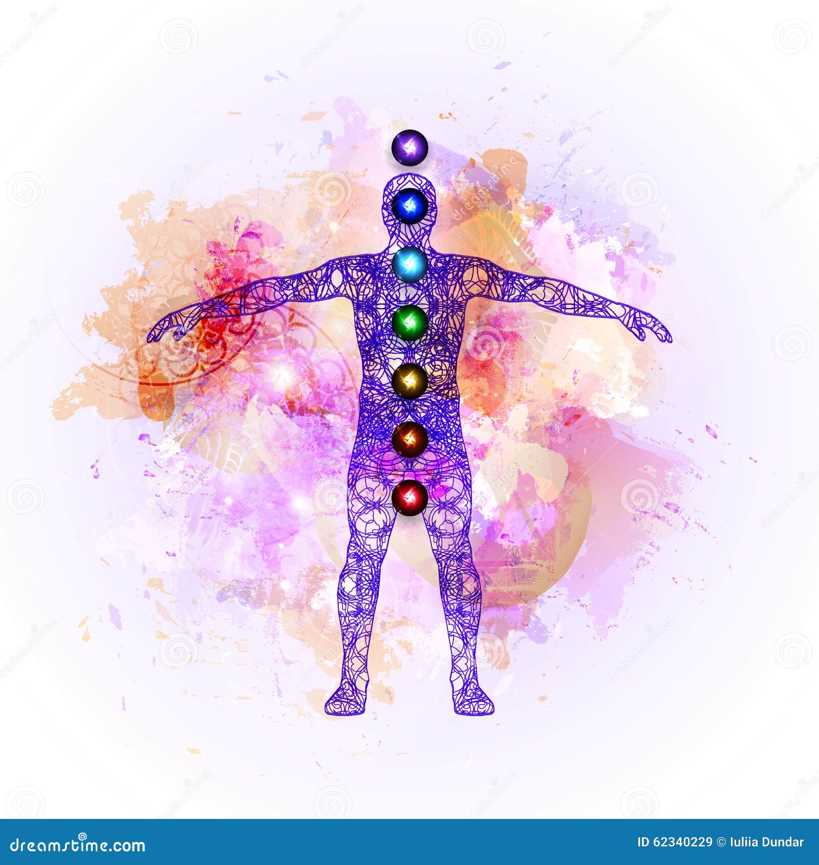 Aura and chakras stock illustration. Illustration of field - 62340229