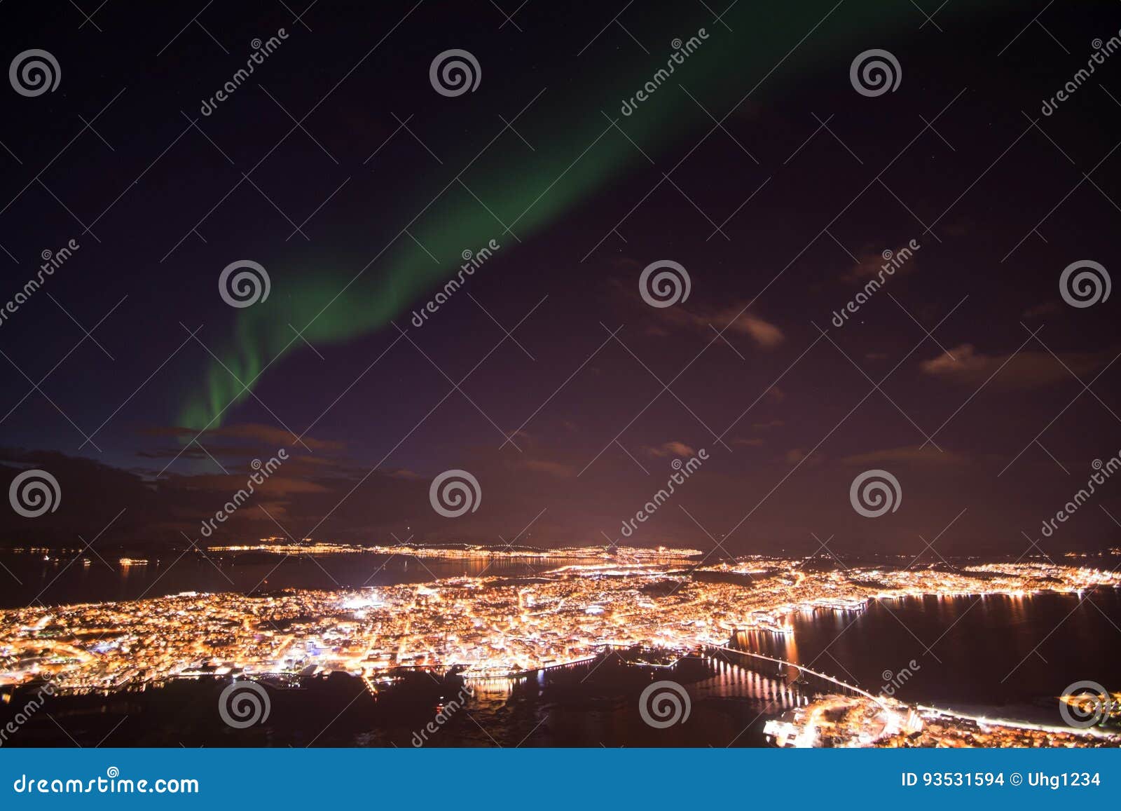 Aurora Boreal Sobre Tromso, Noruega Foto de Stock - Imagem de