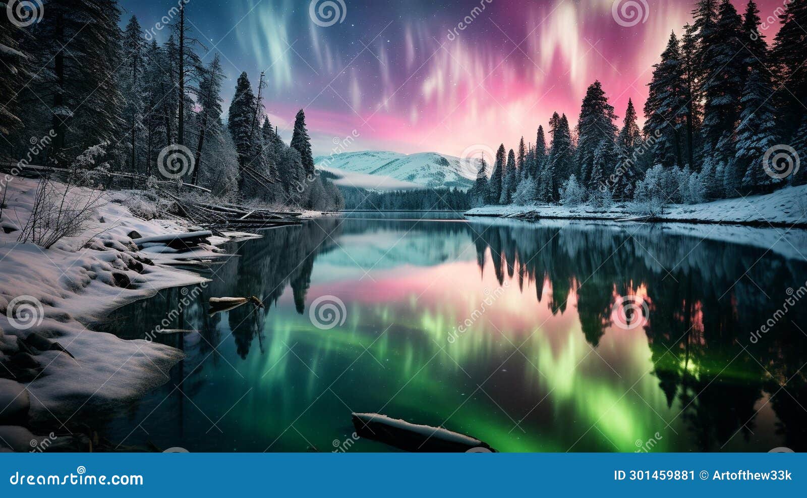 An Aurora Borealis, Also Known As the Northern Lights, with Colorful ...