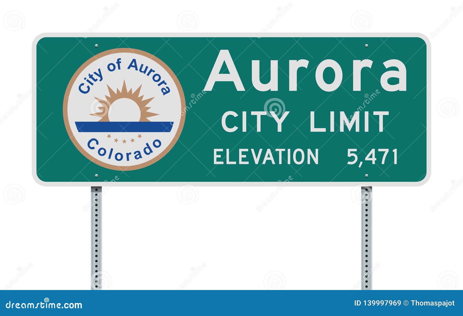 Aurora City Limit Road Sign Stock Vector Illustration of states