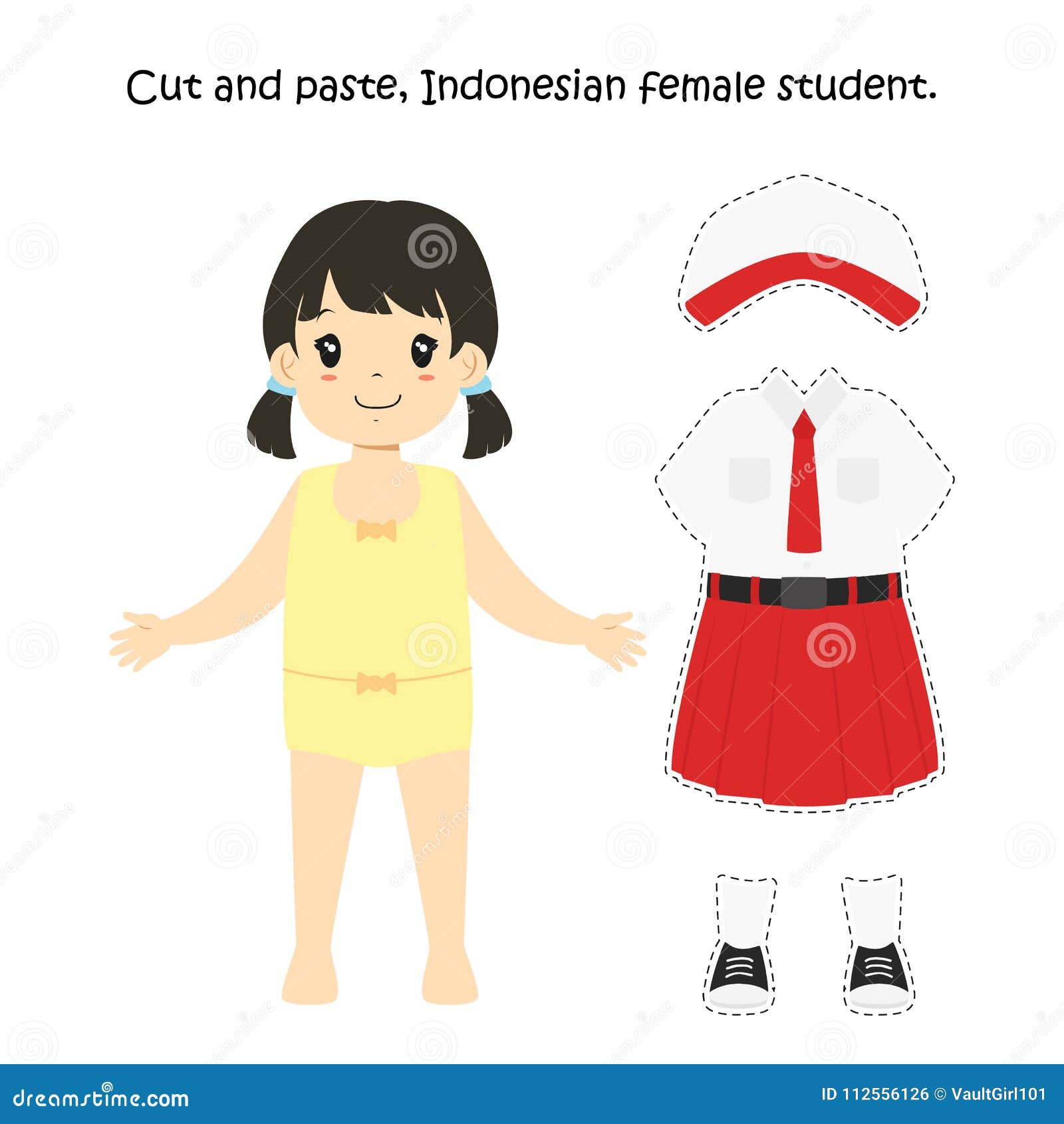 Ausschneiden Und Einfugen Indonesische Studentin Uniform Vector Vektor Abbildung Illustration Von Uniform Studentin