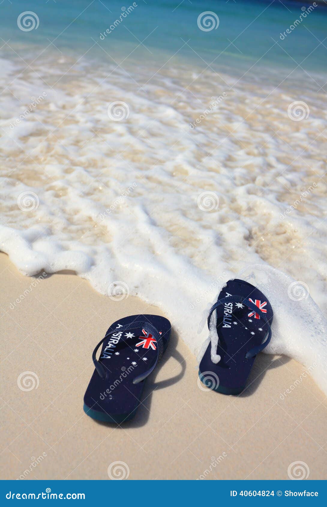 Aussie Thongs On On The Beach Holiday Stock Photo - Image: 40604824