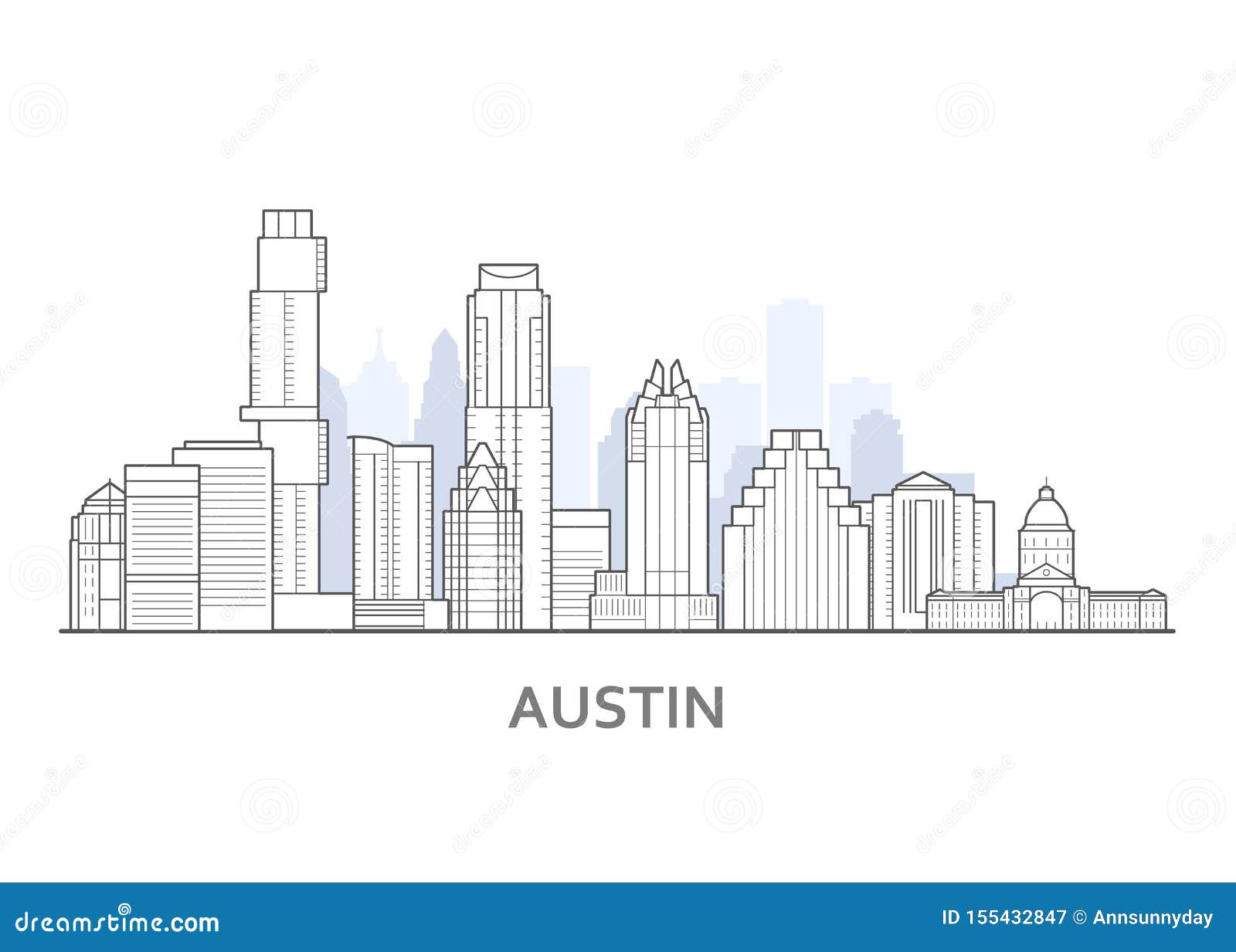 Austin Skyline Silhouette Vector Illustration | CartoonDealer.com #82268910