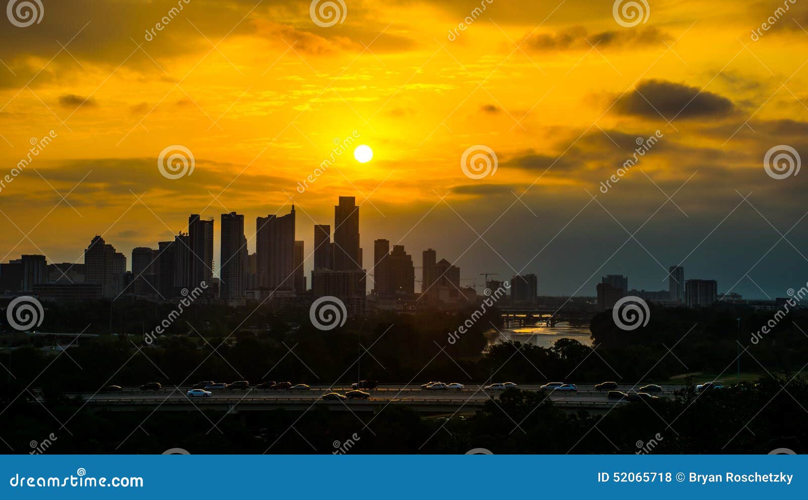 austin skyline cityscape sunrise over downtown