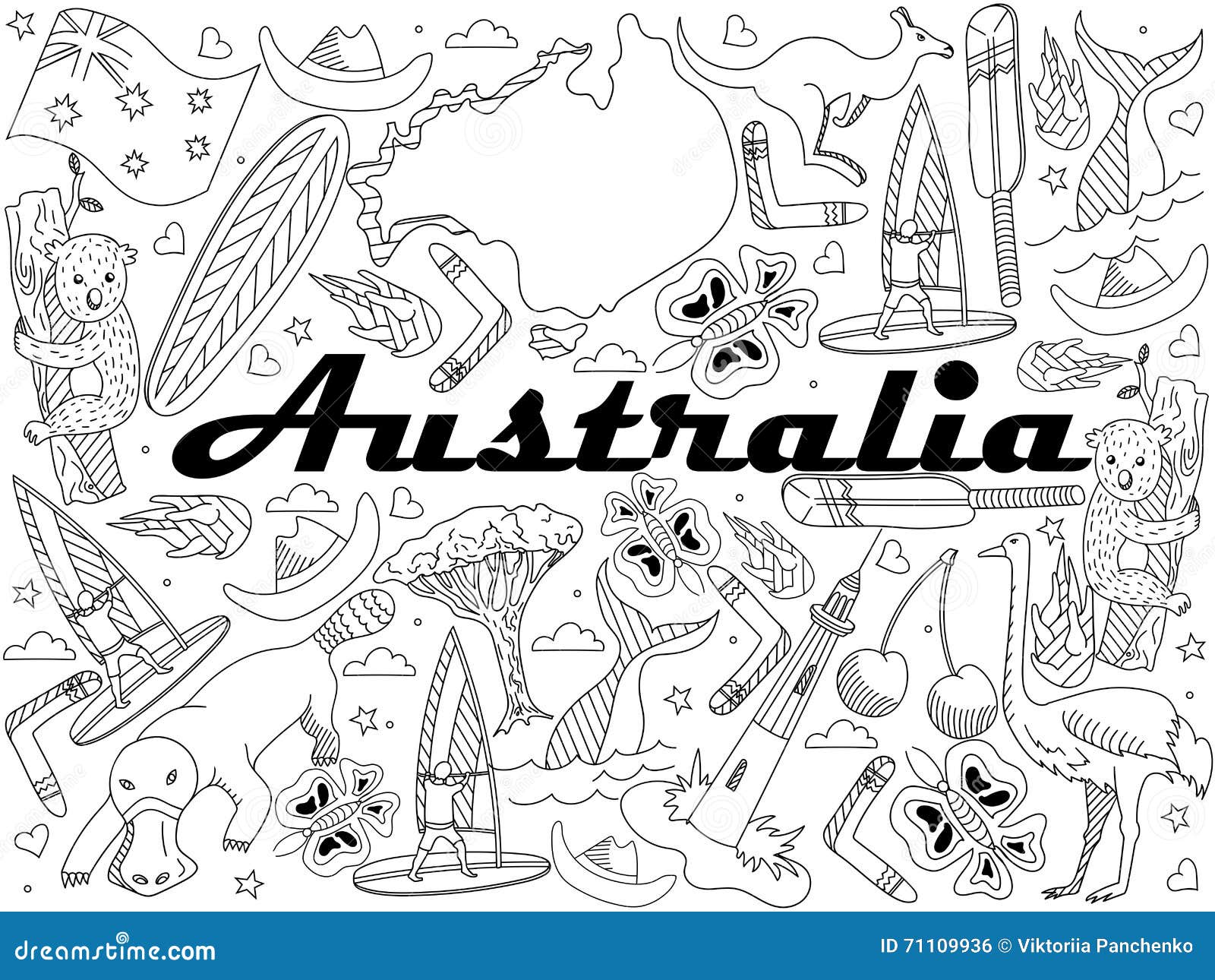 Australia Coloring Vector Illustration Stock Vector   Illustration ...