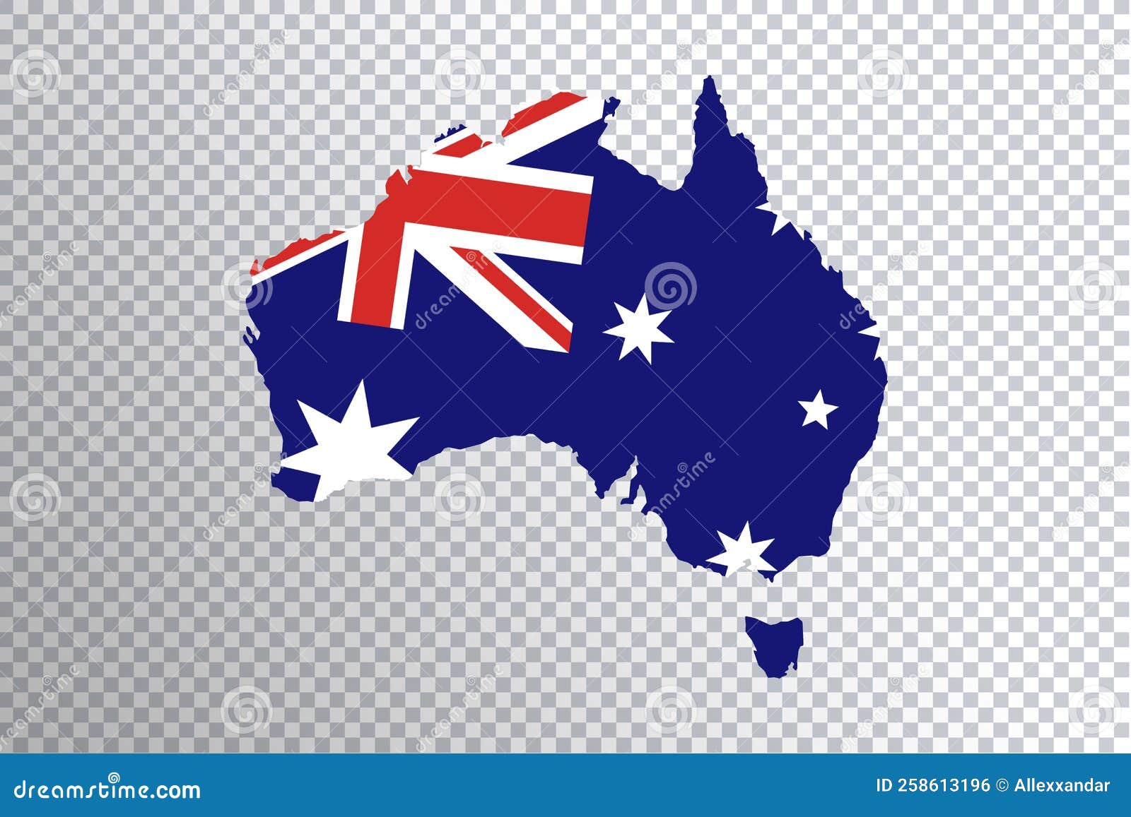 Australia Flag on Map, Transparent Background Stock Illustration