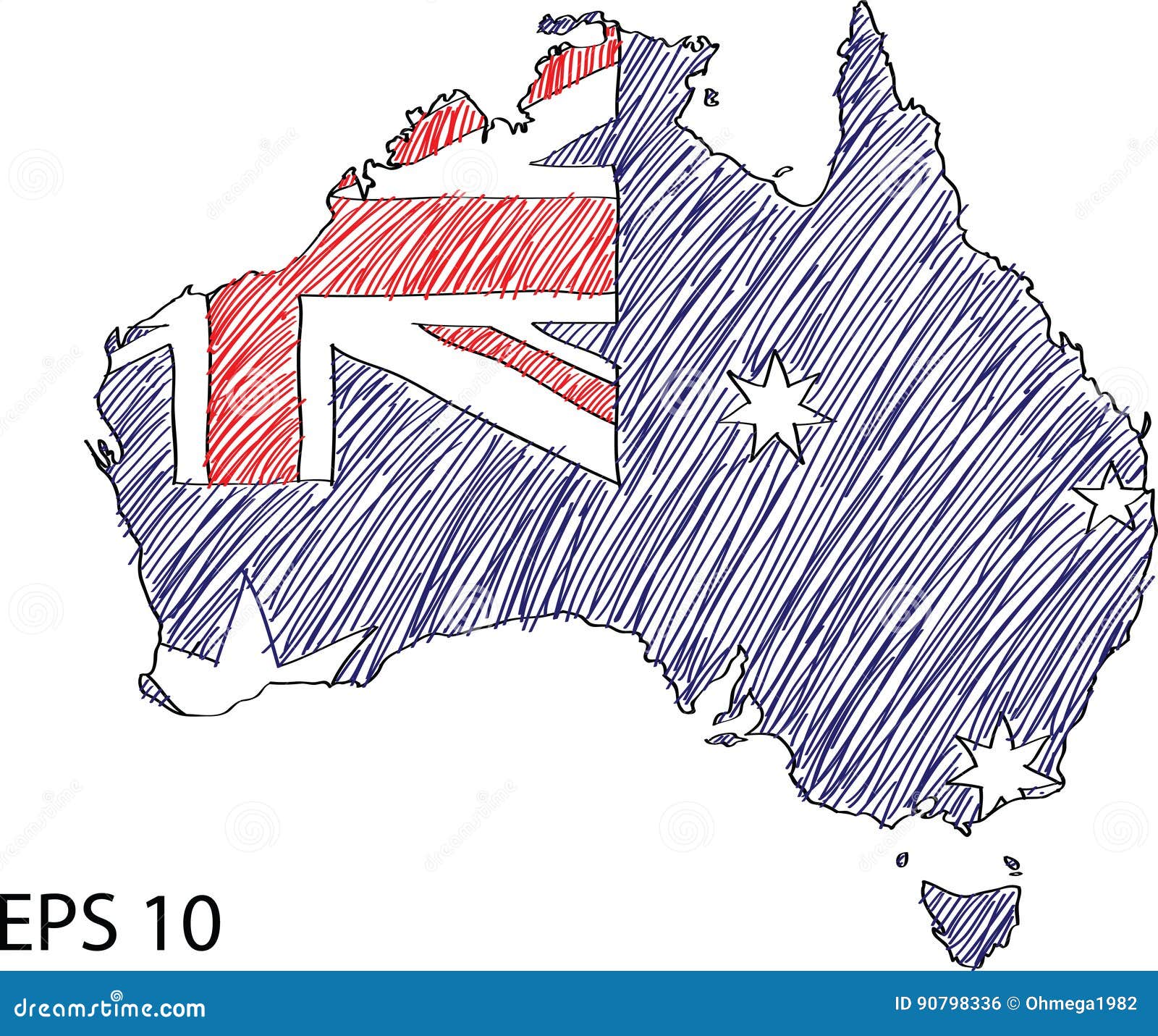 Australia Flag Map Sketch Up Stock Vector Illustration of canberra: 90798336