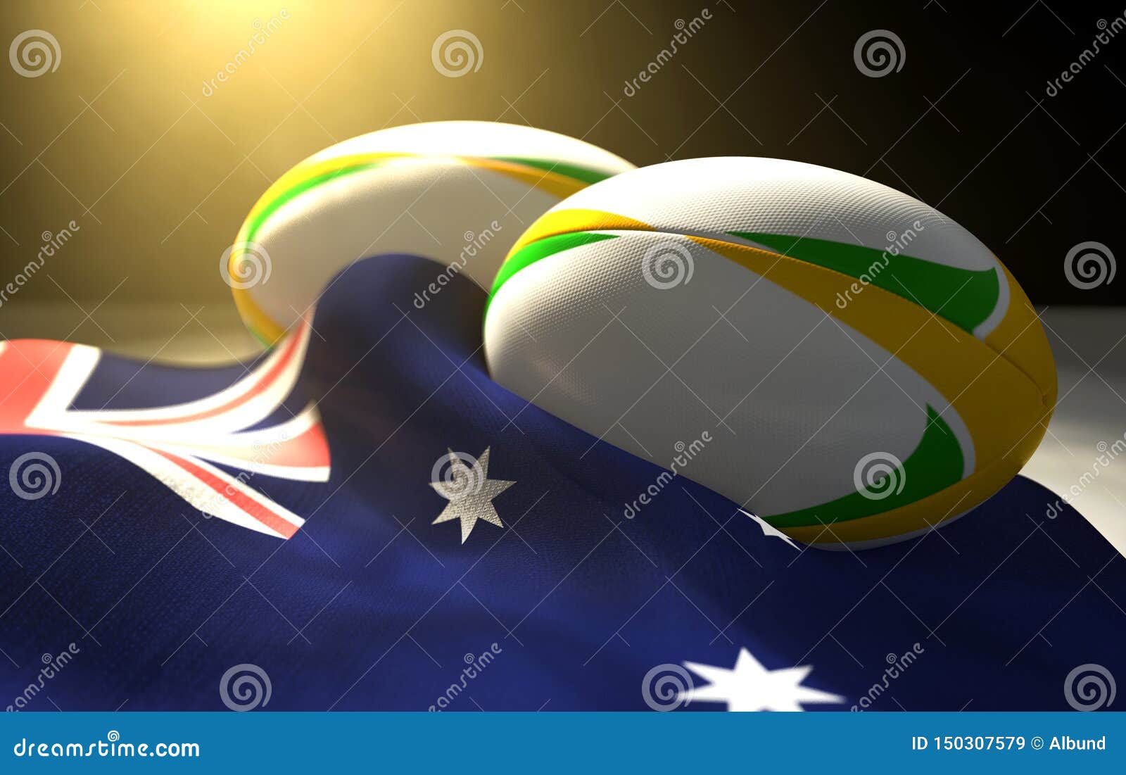 australia flag and rugby ball pair