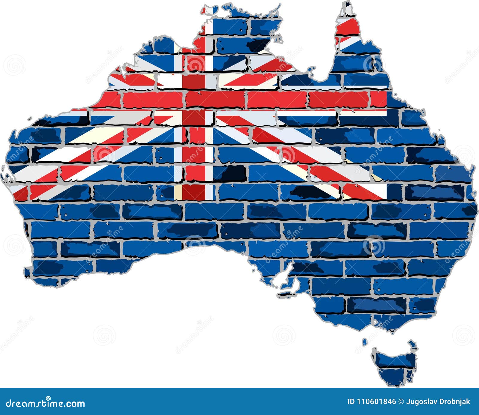 Australia Map On A Brick Wall Stock Vector Illustration Of