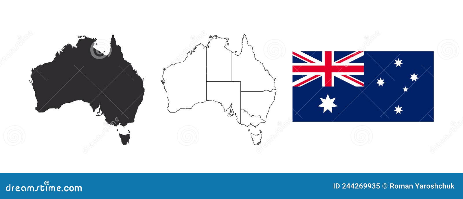 Australia Map Australia States And Territories Map Flag Of Australia Stock Vector