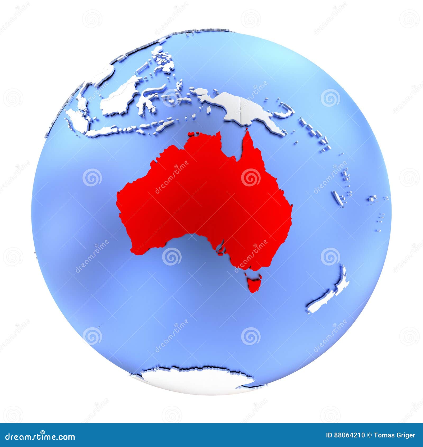 Australia on Metallic Globe Isolated Stock Illustration Illustration