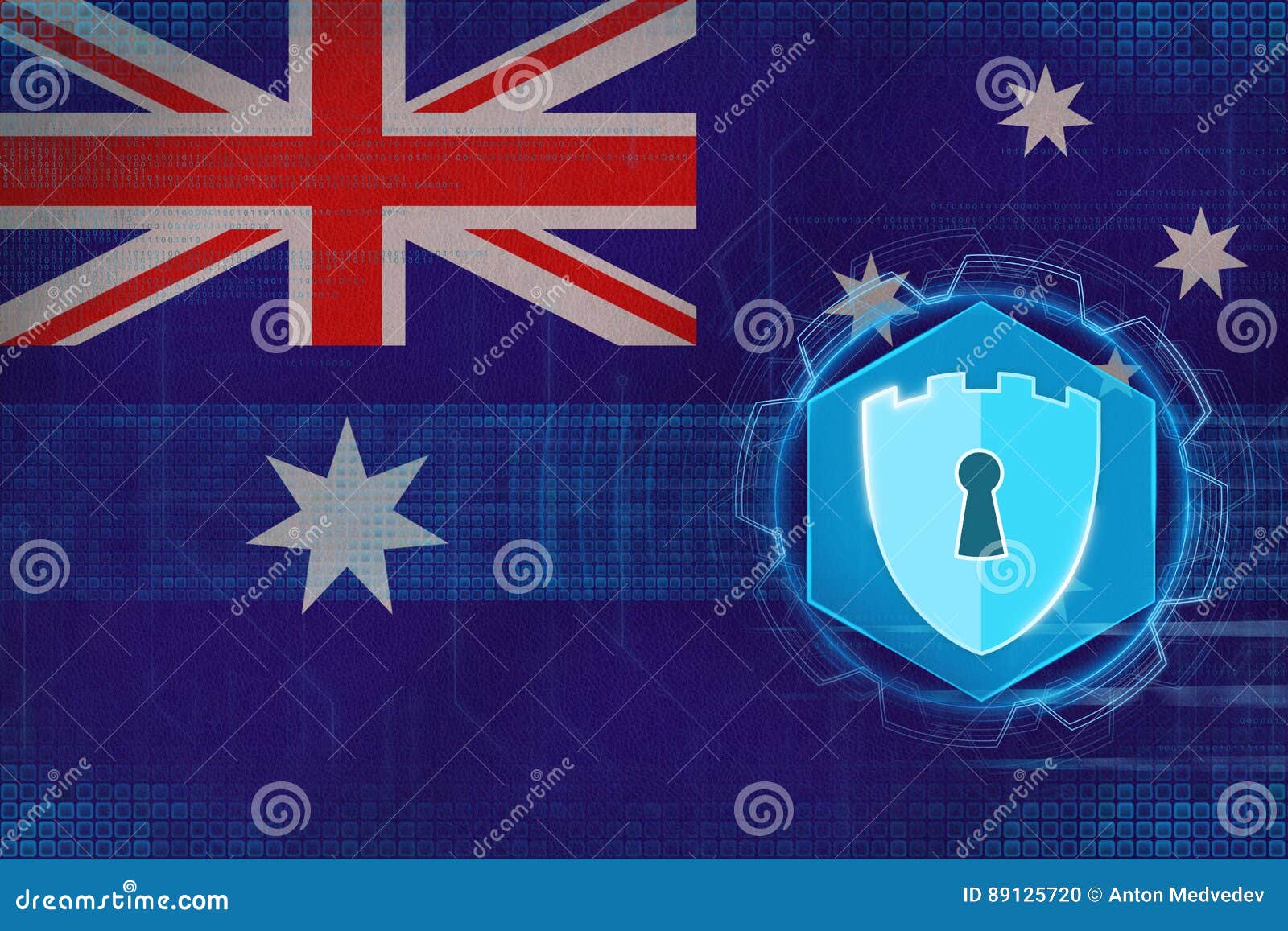 Australia Network Security. Computer Defense Concept. Stock