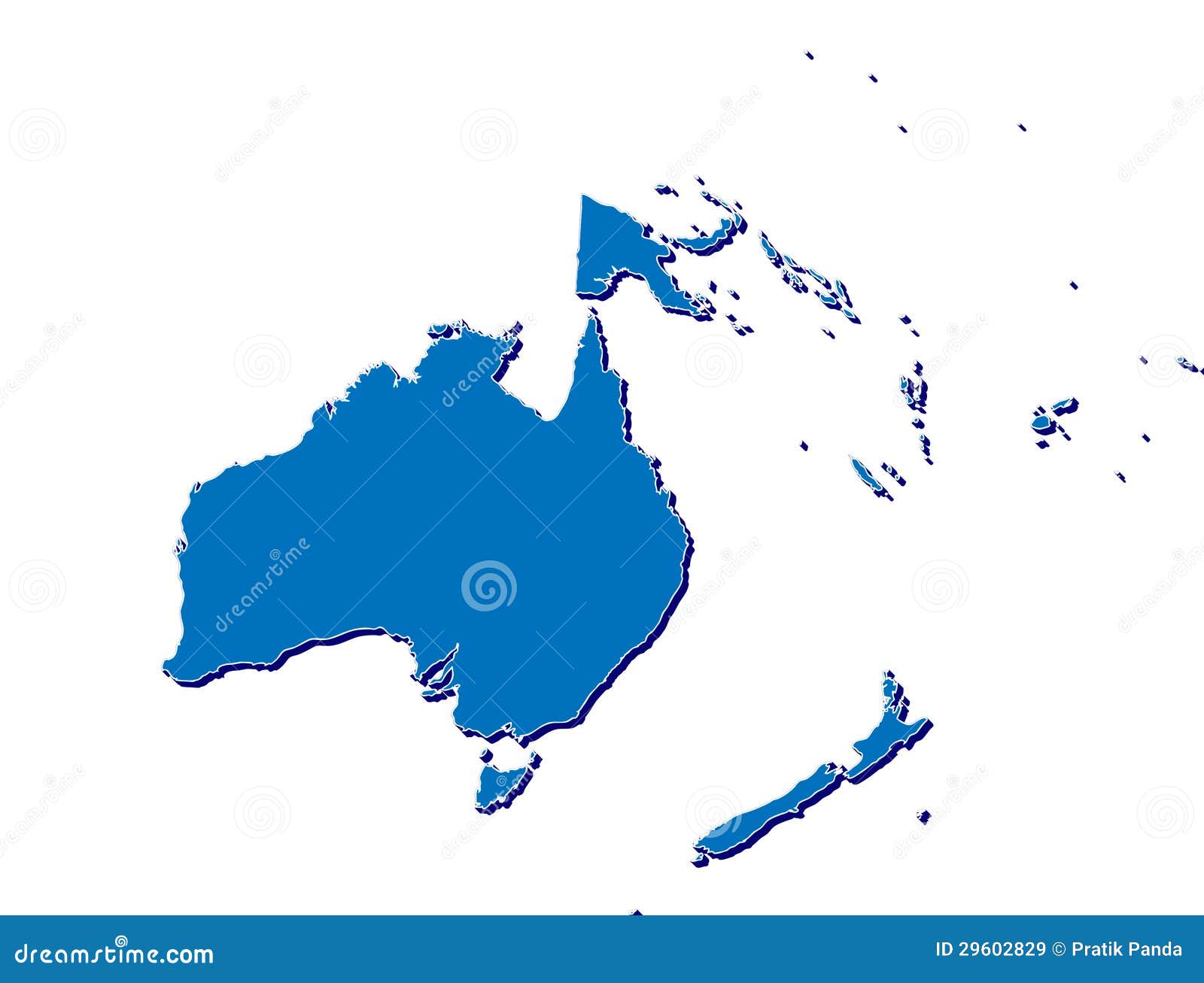 australia and oceania map in 3d