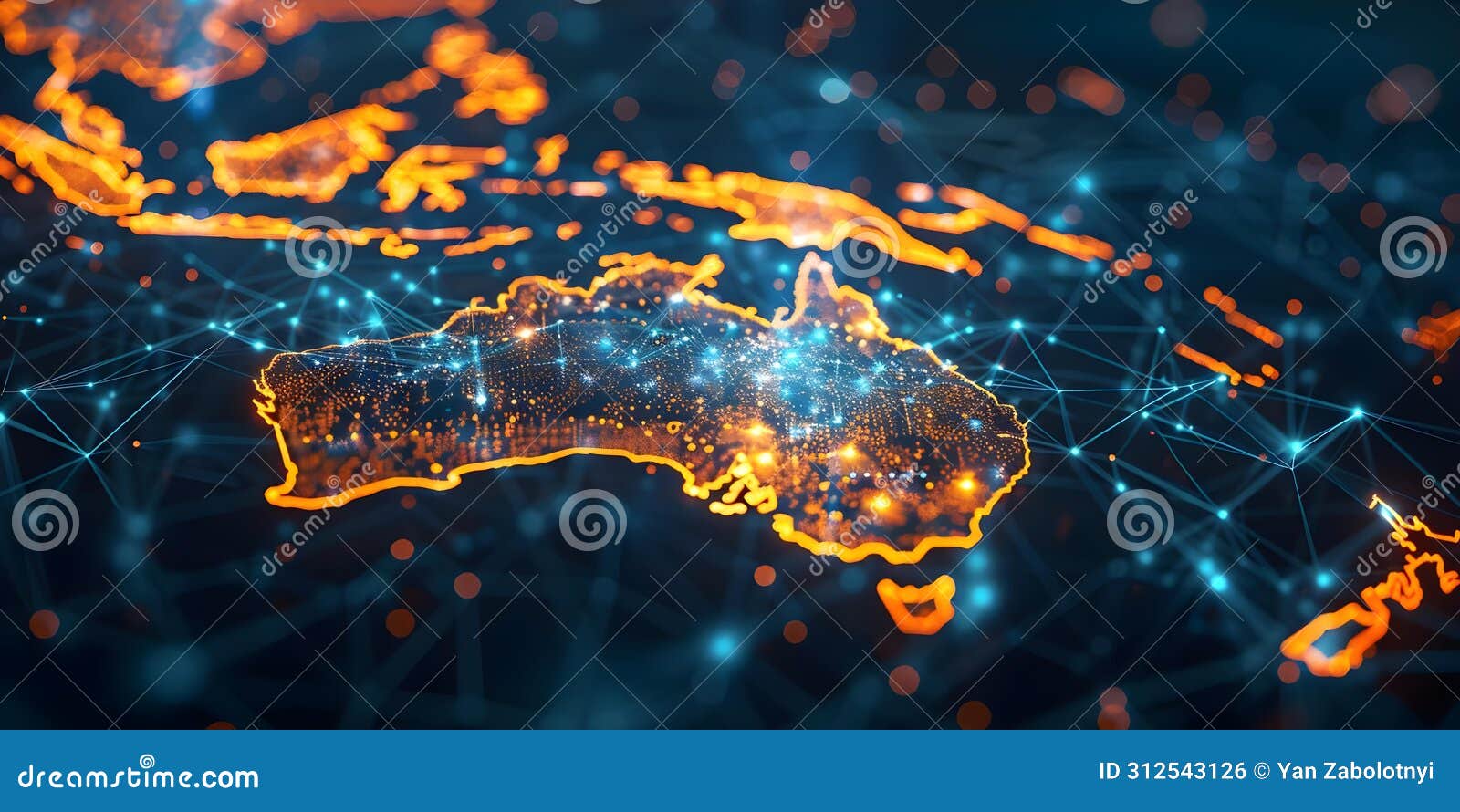 australia's digital map: visualizing global network connectivity. concept digital transformation,