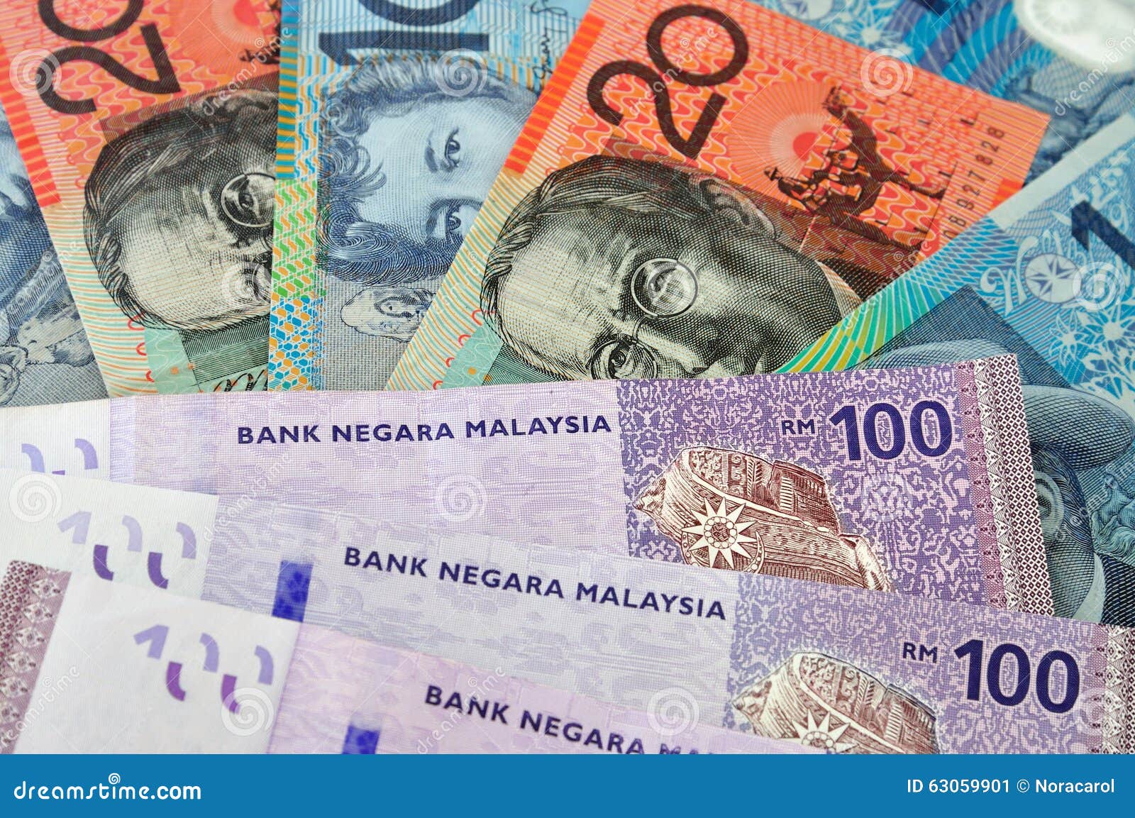 Australia's Dollars And Malaysia's Ringgit Currency Stock Photo  Image