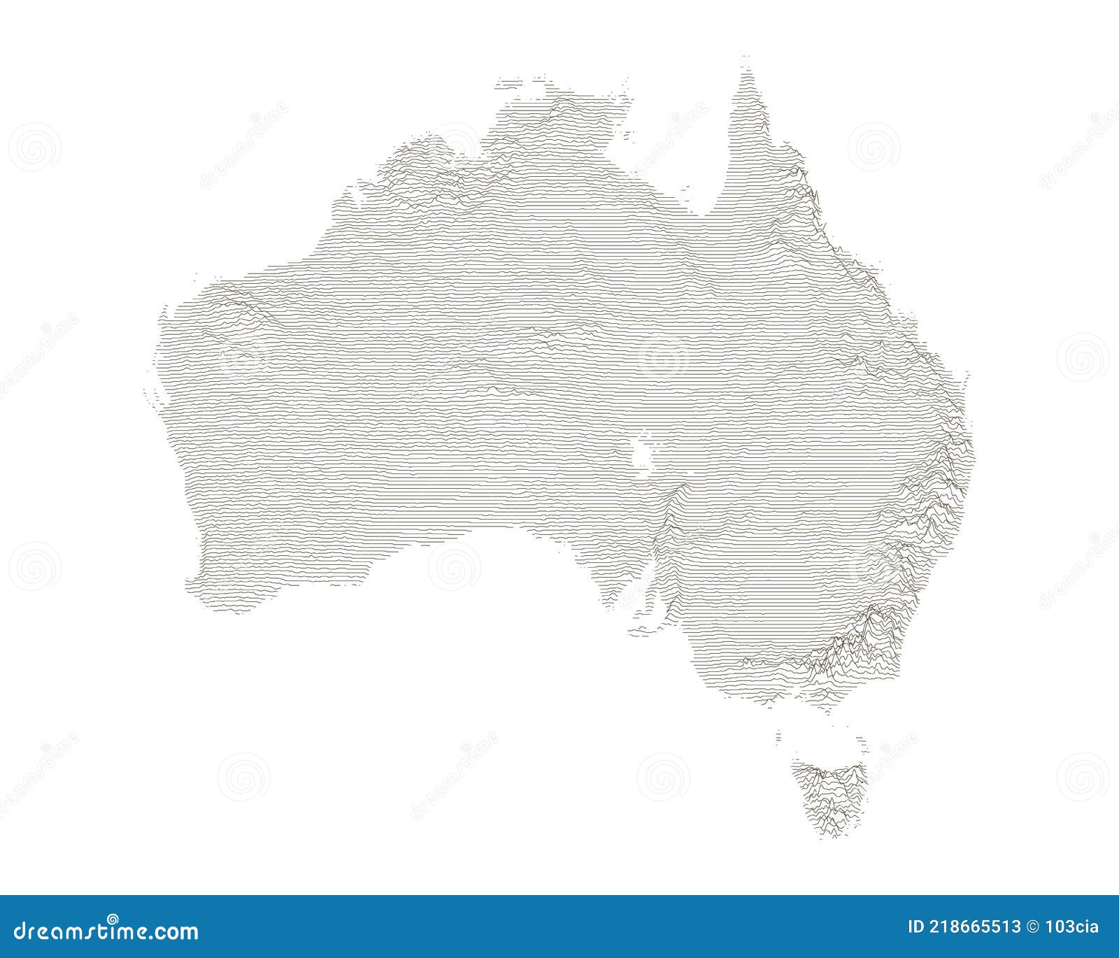 australia topography map contour   on white background