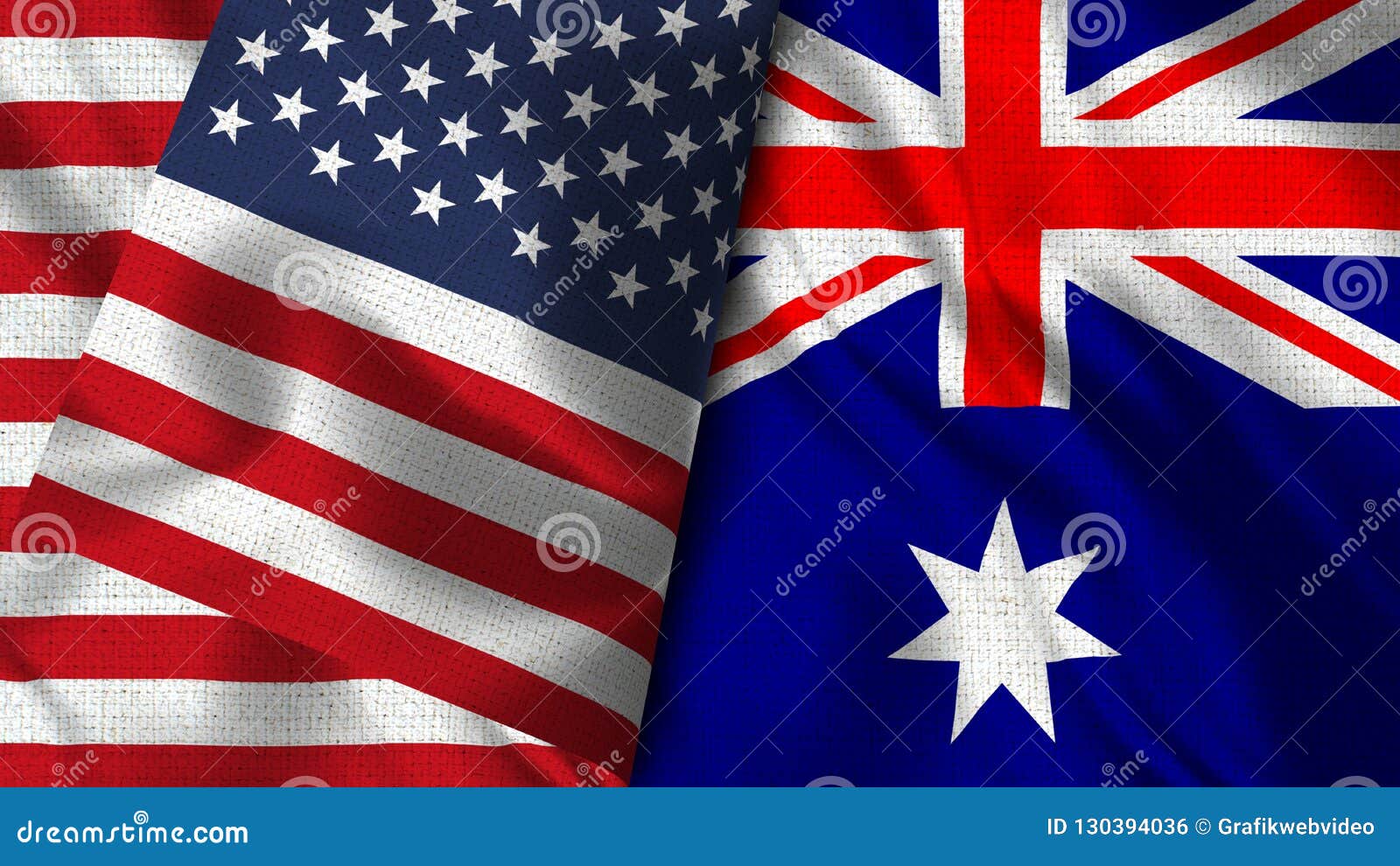 Australia and Usa Flag - 3D Illustration Two Flags Stock Illustration - Illustration high, together: 130394036