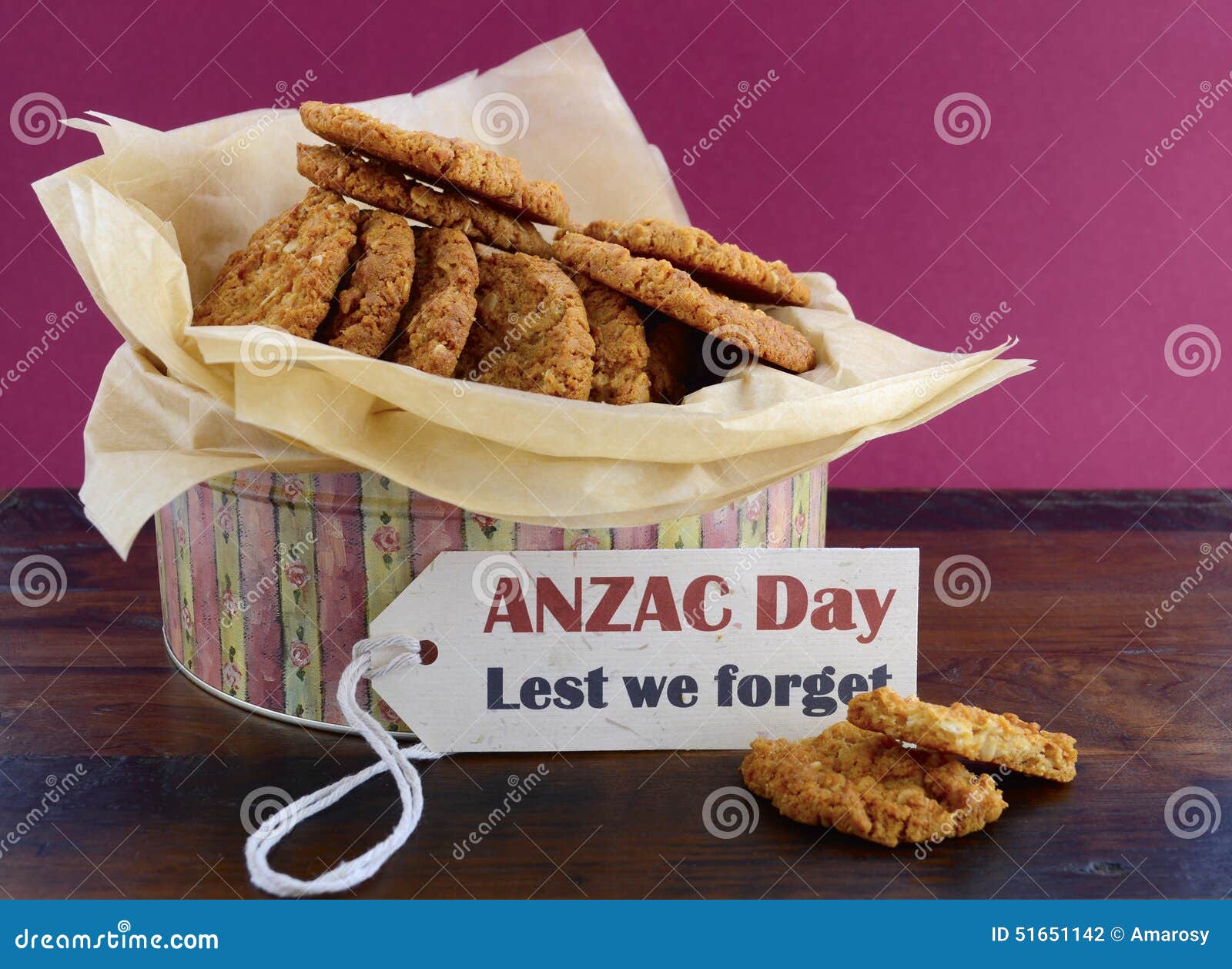 Australian Anzac Biscuits in Vintage Biscuit Tin Stock Photo Image of