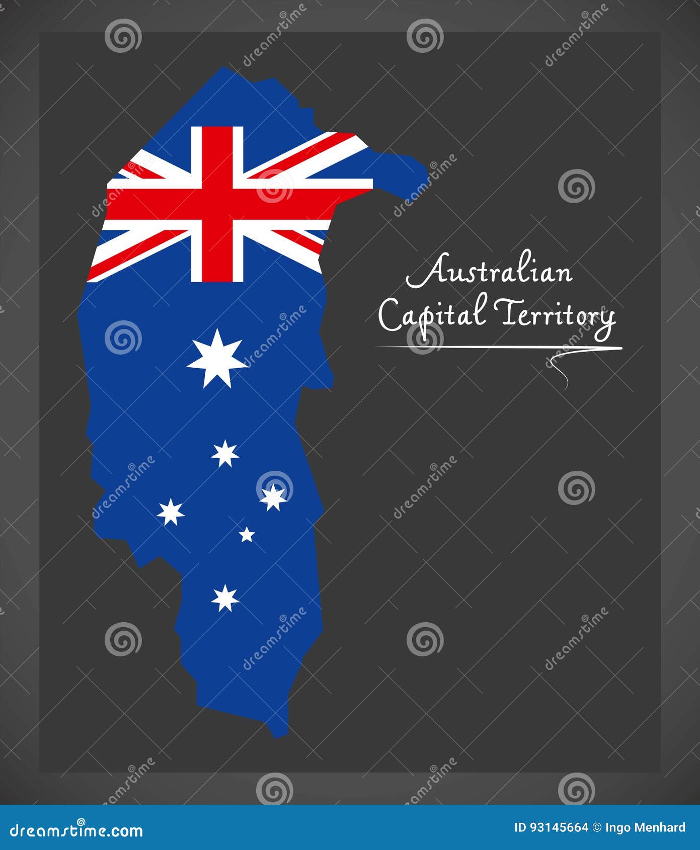 Australian Capital Territory Map With National Flag Illustration Stock Vector Illustration Of