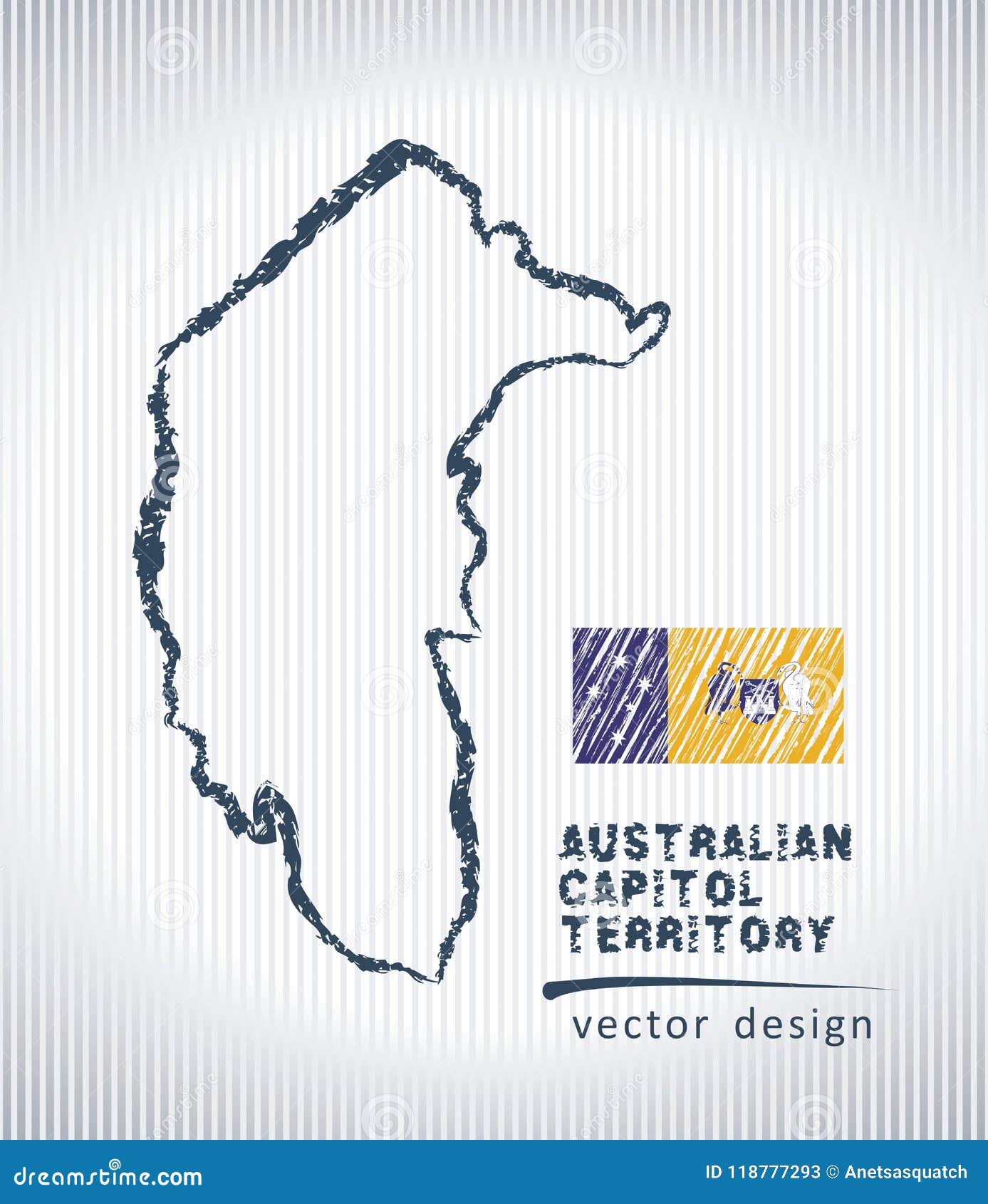 Australian Capital Territory Vector Chalk Drawing Map Isolated on a