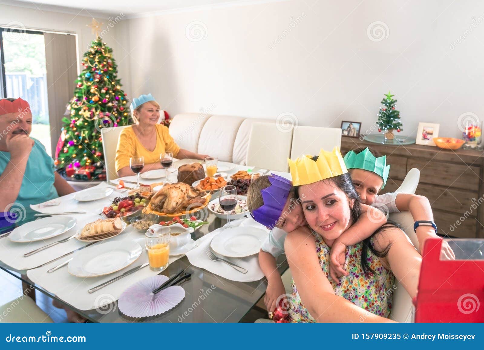 Christmas Family Celebration Inside House Stock Image - Image of australia, happy: 157909235