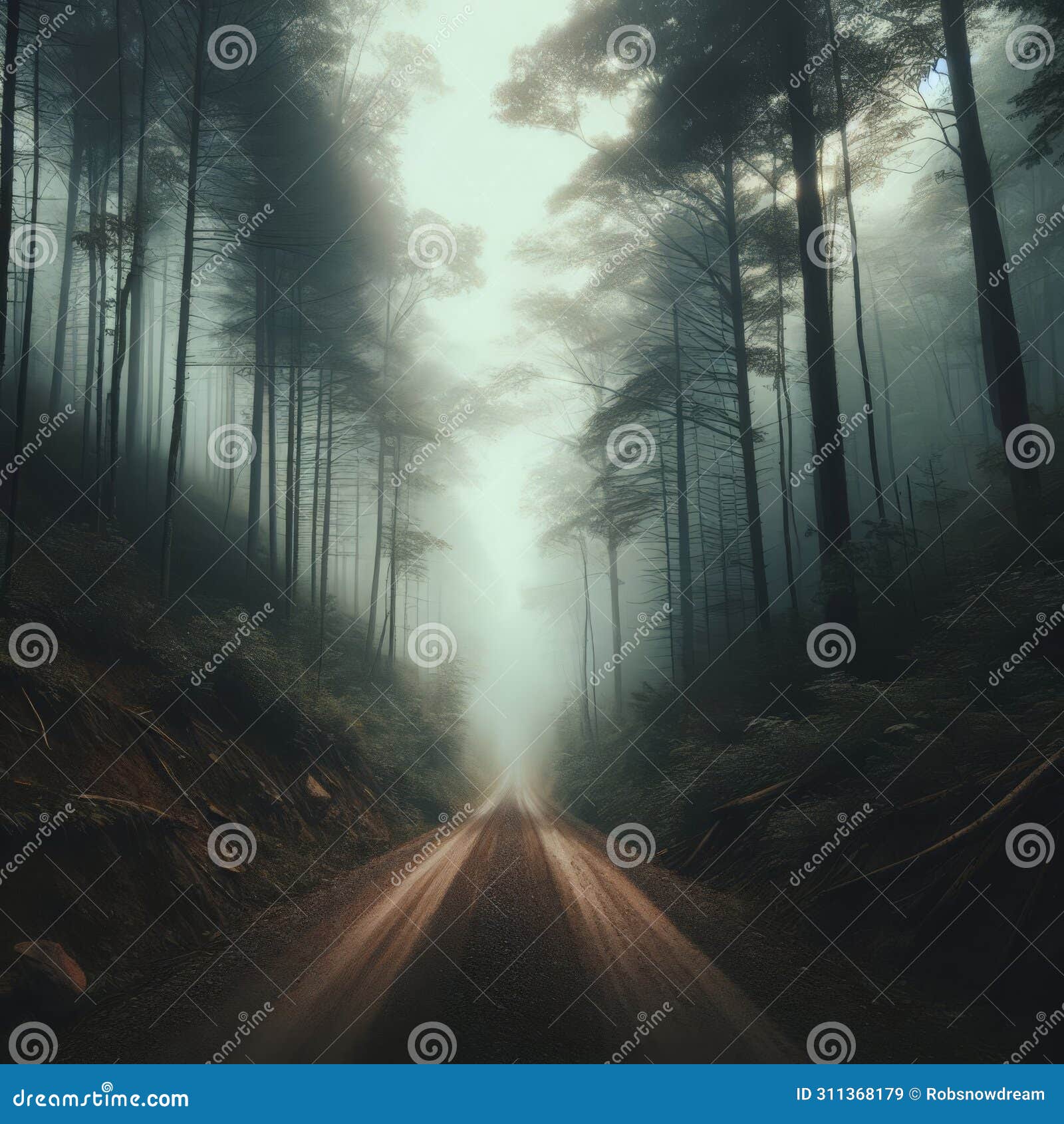 australian country backroad moving through forest area foggy day