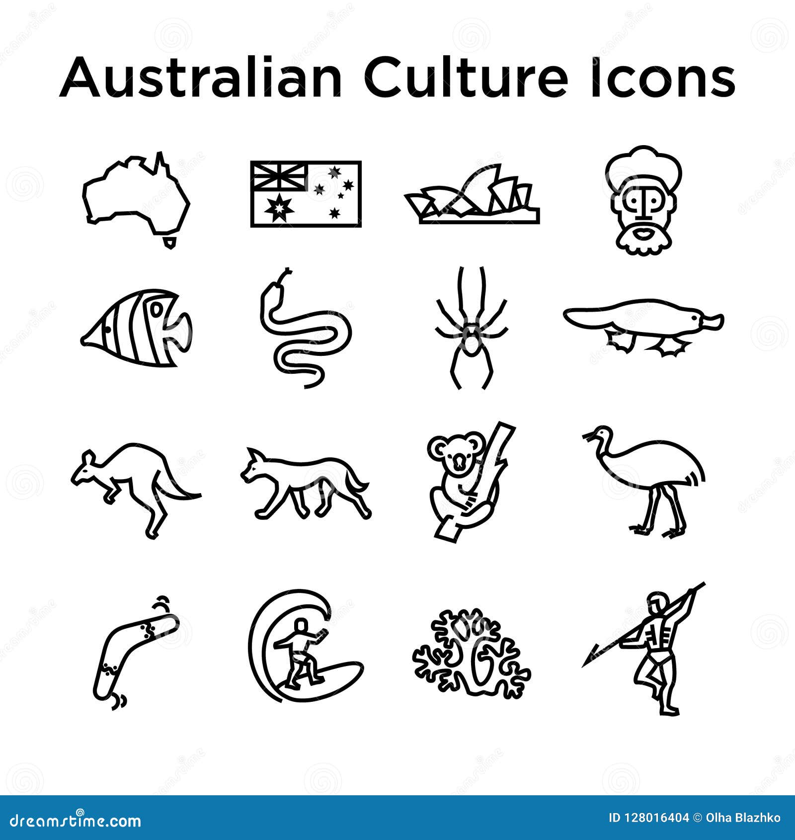 heldig Spille computerspil Sentimental Australian Culture Line Icon Set. National Signs and Landmarks Editorial  Stock Image - Illustration of culture, bird: 128016404