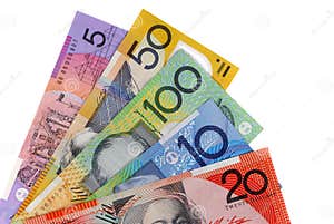 Australian Dollar Notes Pile Royalty Free Stock Photography 