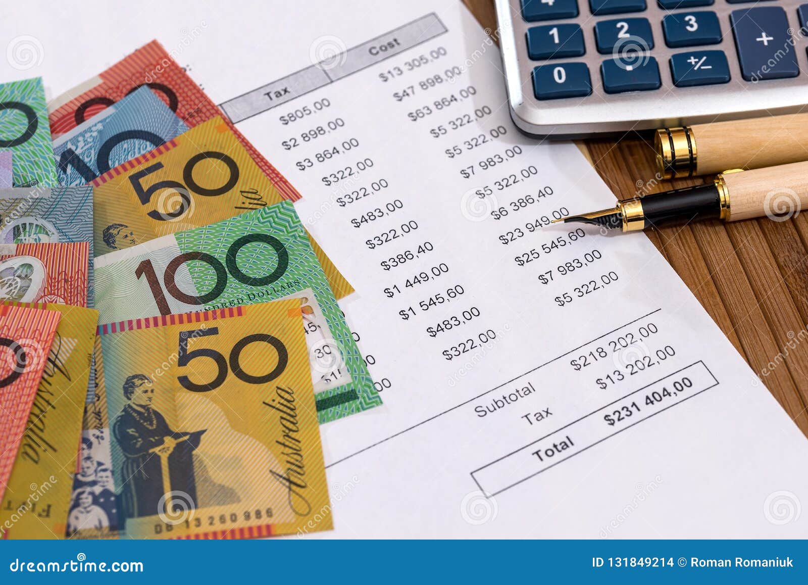 Australian Dollars Purchase and Stock Photo - Image of bank, bill: 131849214