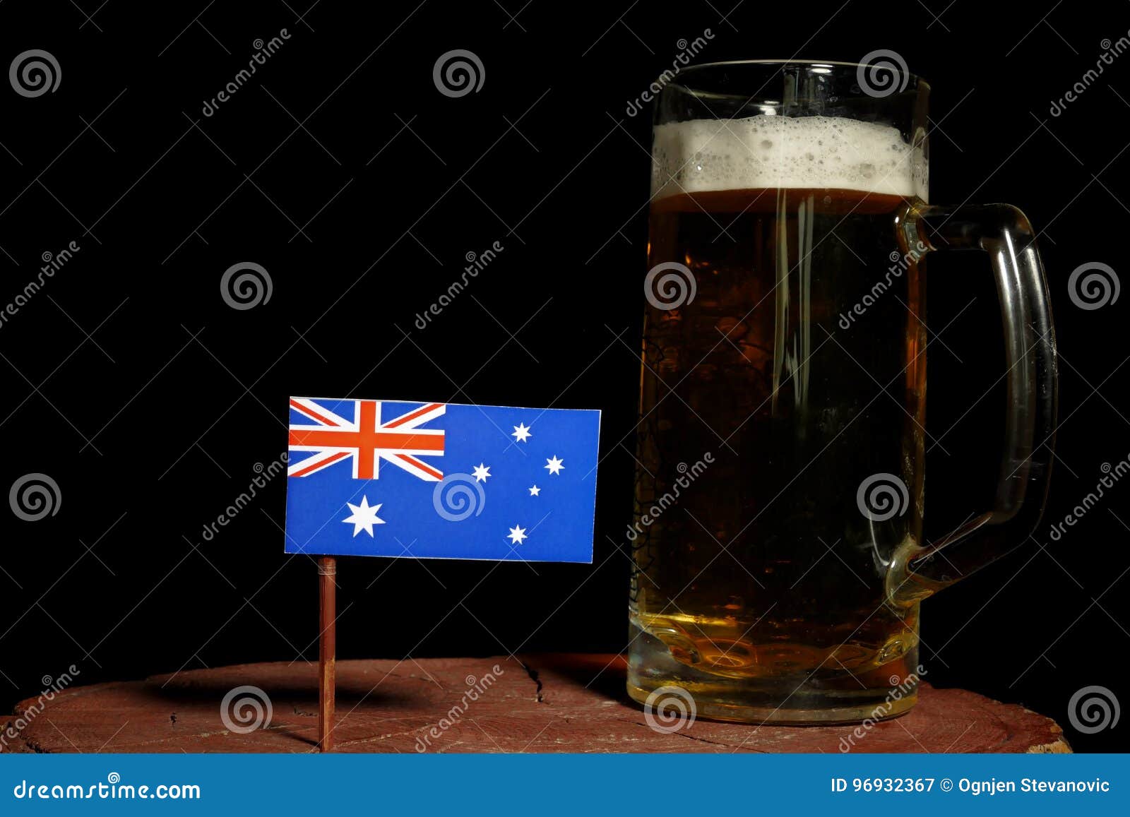 Australian Flag with Beer Mug on Black Stock Image Image of black