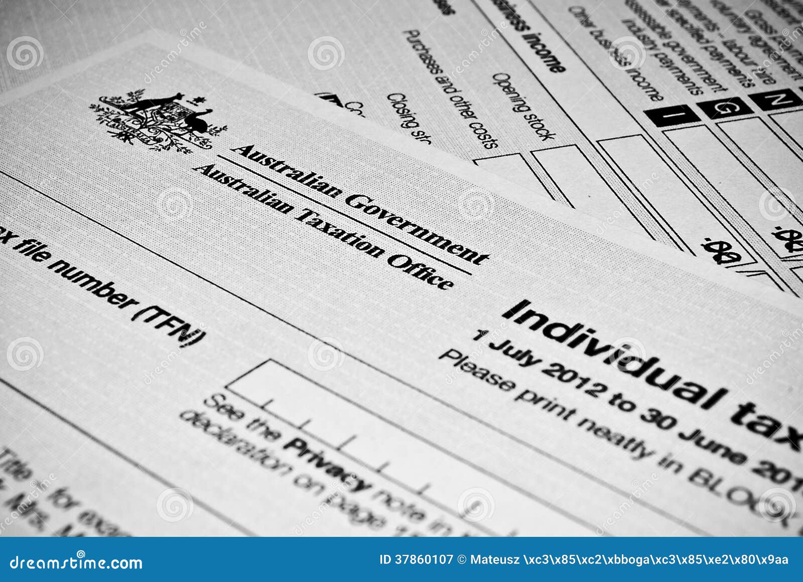 australian-individual-tax-return-form-stock-image-image-of-paper