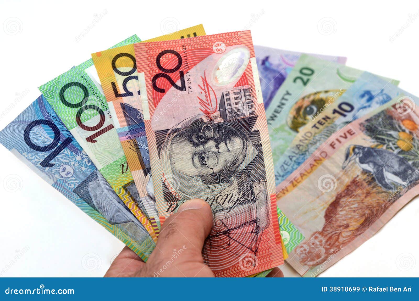 donor Lighed Skinne Australian and New Zealand Dollar Banknotes Stock Image - Image of  australian, business: 38910699