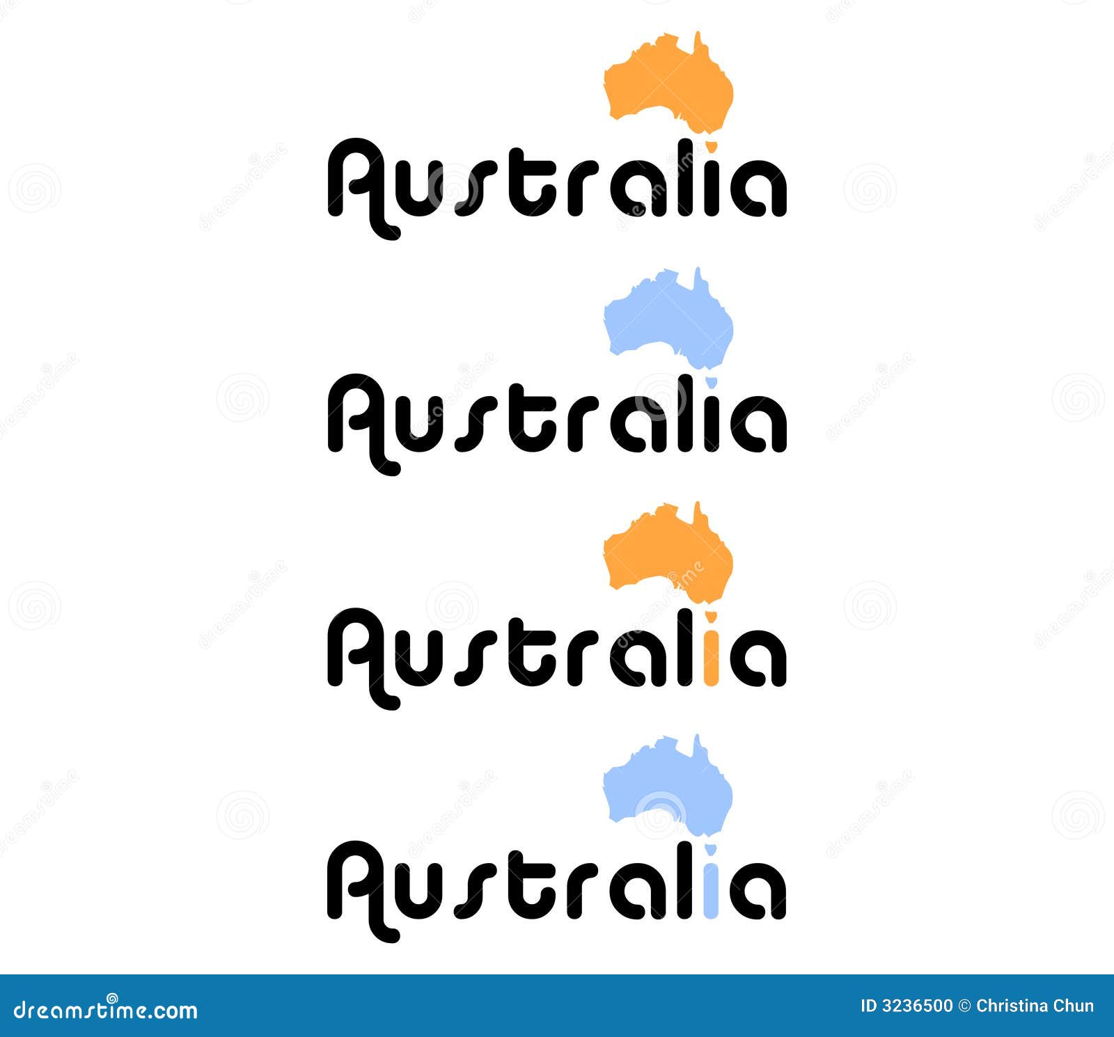 Abbildung des Landes Australien zusammen mit seinem Namen.