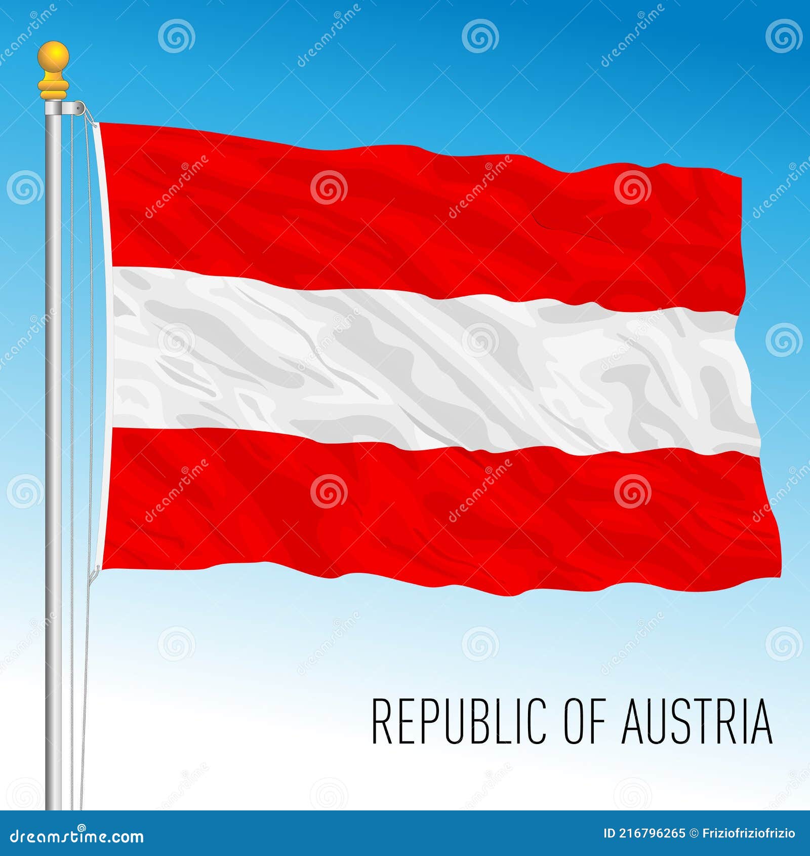 Austria National Flag vector design. Austria flag 3D waving