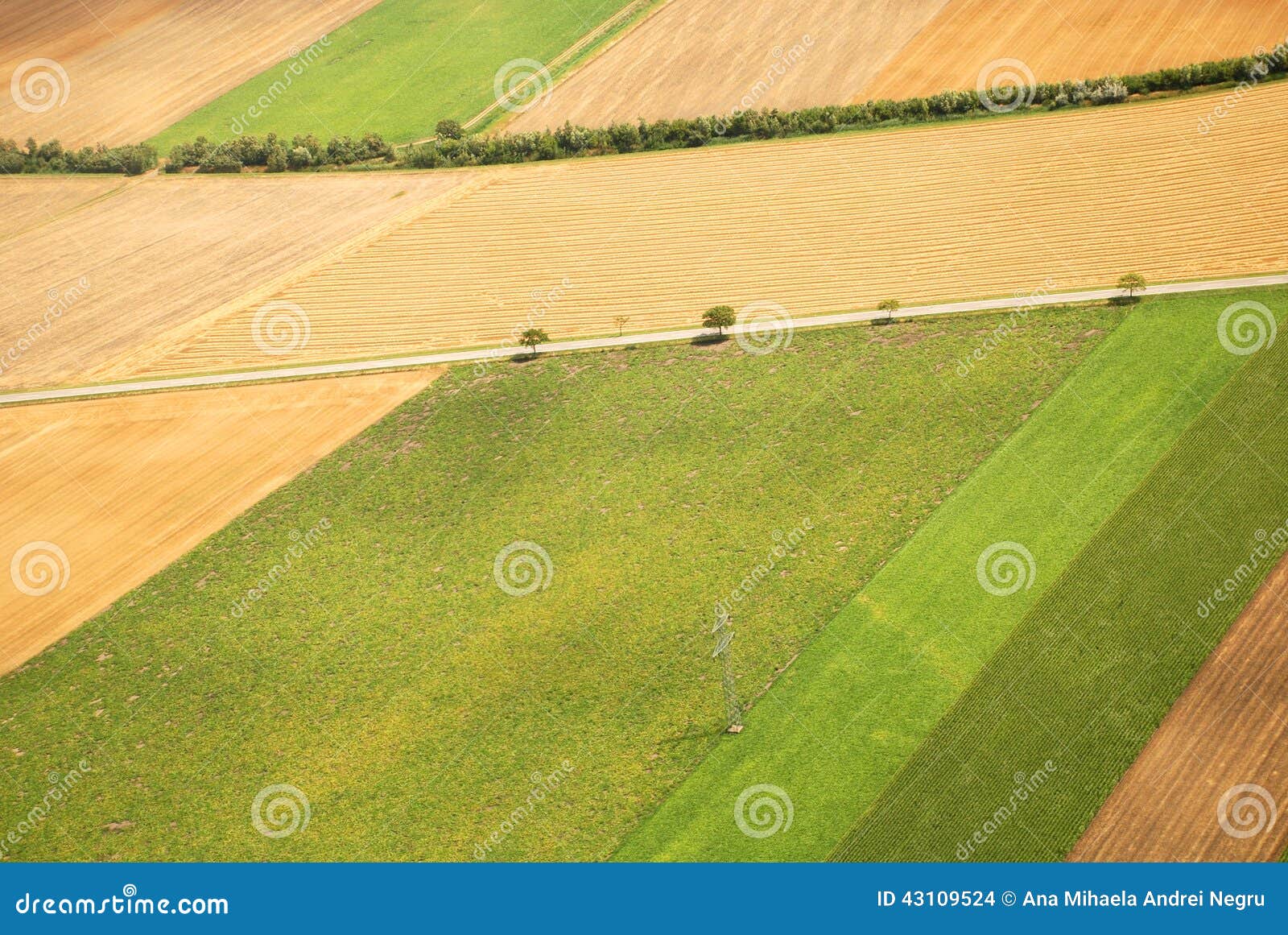 Rural Austrian cultivated land seen from a plane on summer