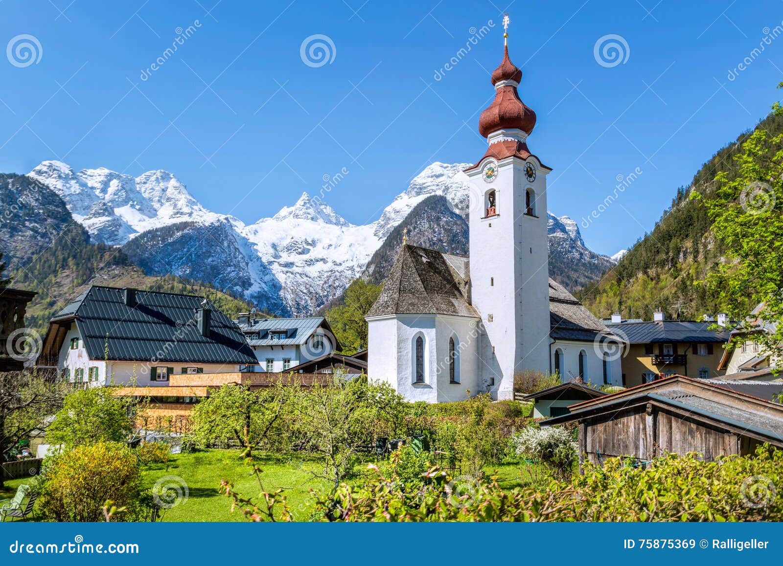 Austrian Village in the Alps, Lofer, Austria Stock Image Image of