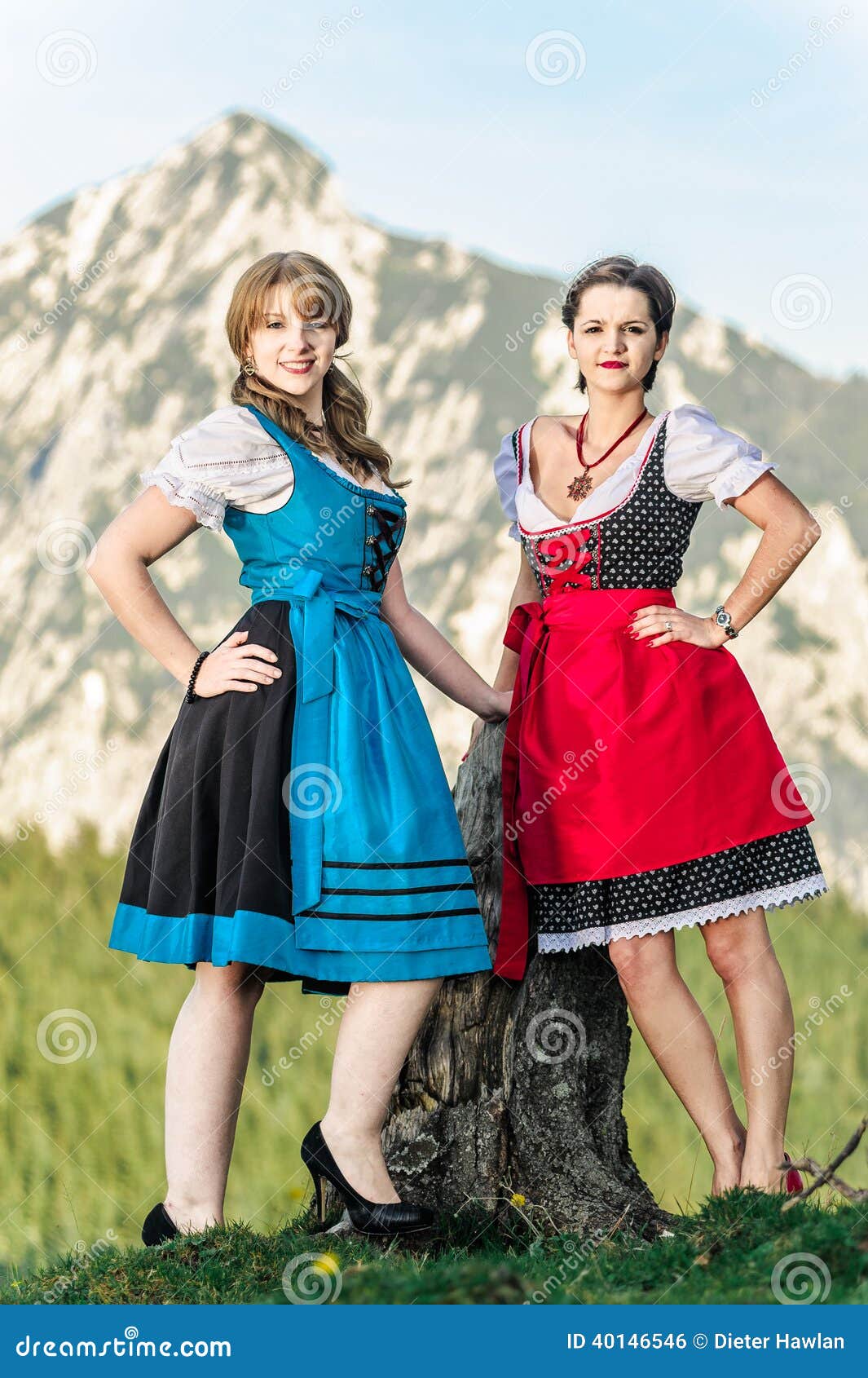 Austrian Women in the Alps stock photo. Image of fashion 40146546