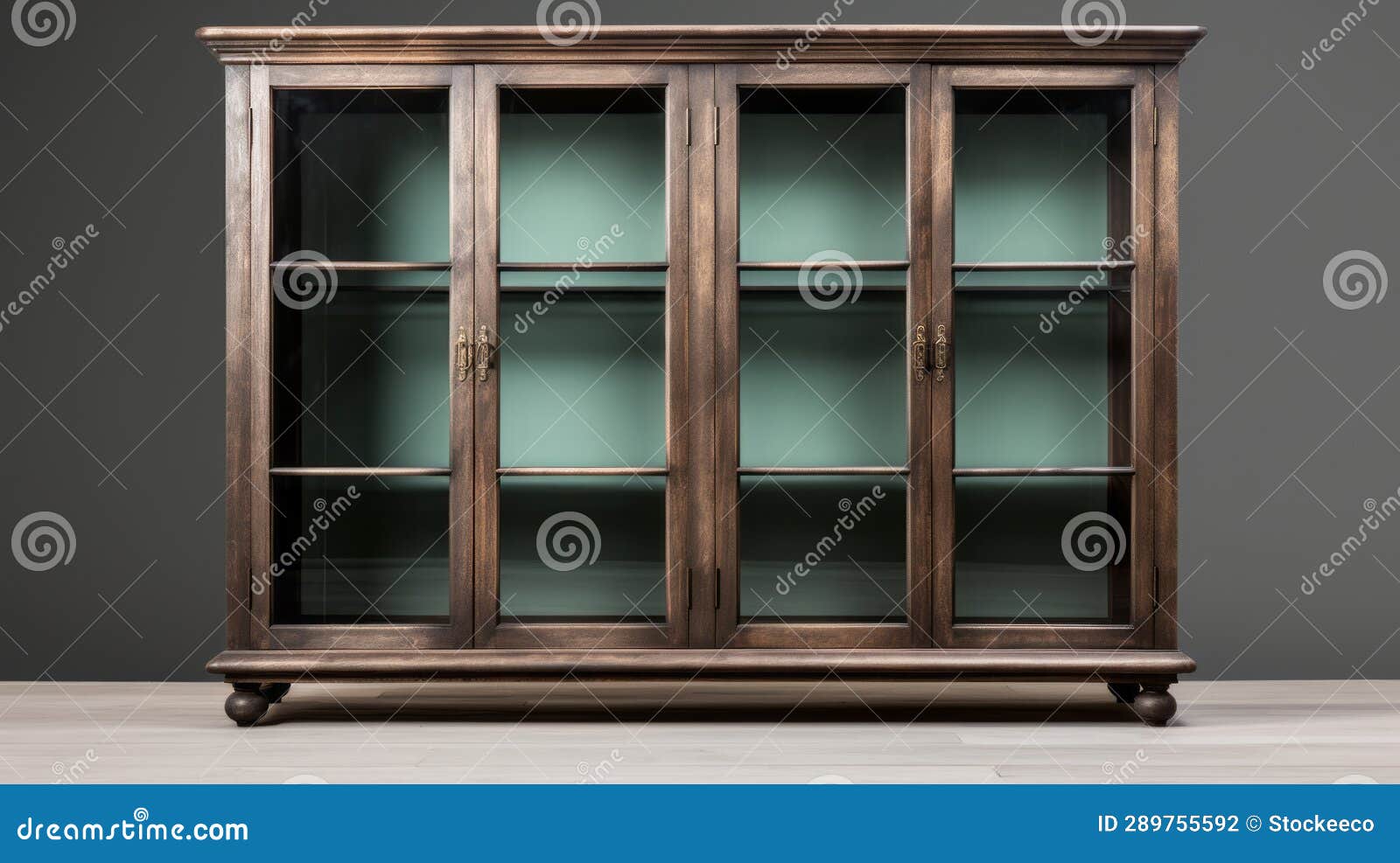 authentic brown and green glass display cabinet with oriental minimalism