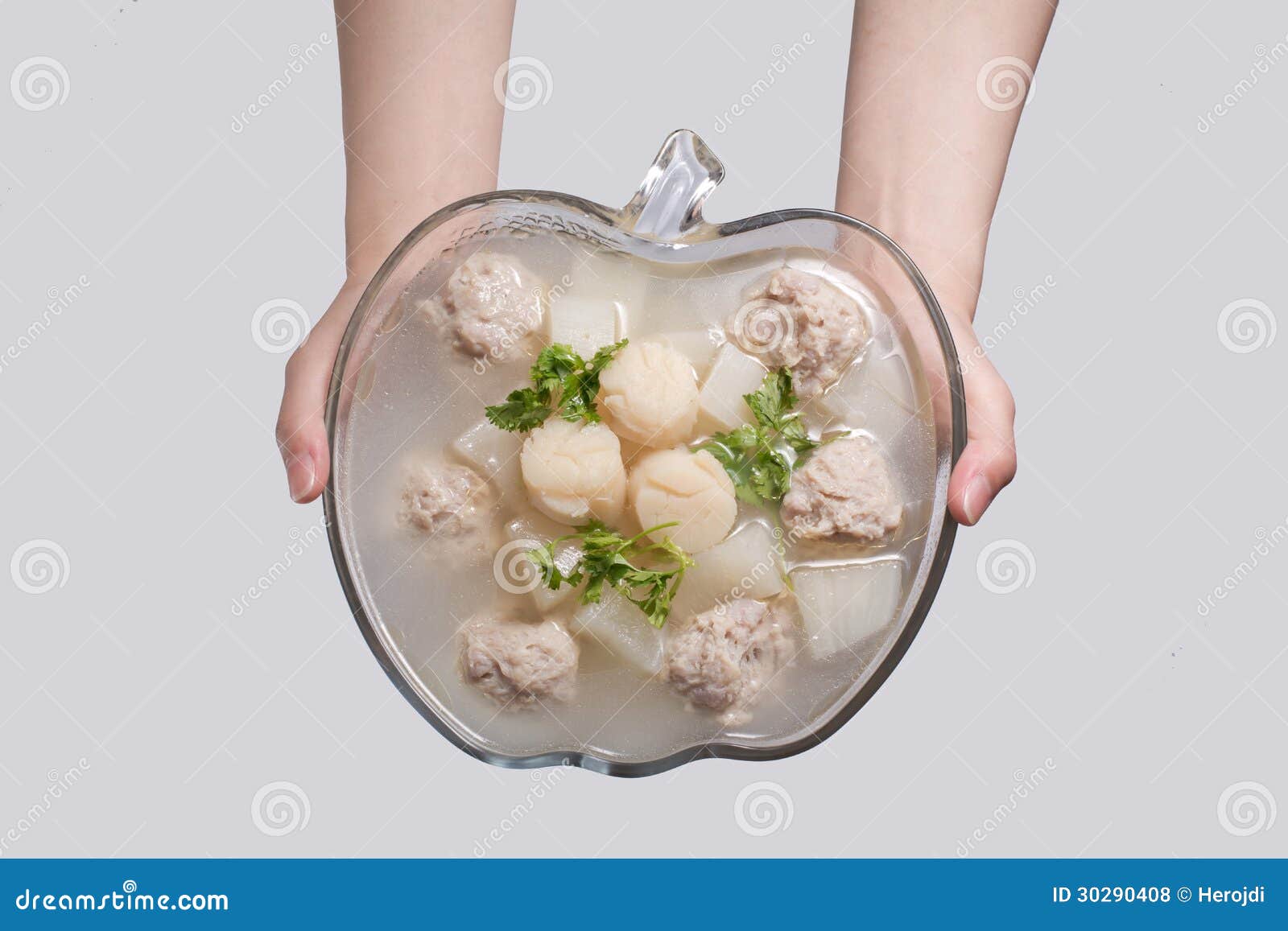 Chinese Soups Scallops Pork Balls Turnip Soup Stock Photo Image of
