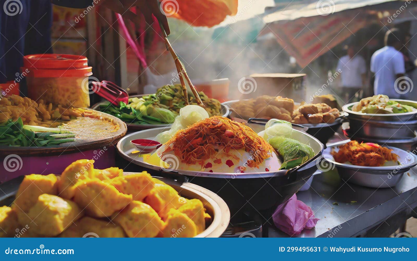 Authentic Indonesian Street Food Extravaganza. Stock Illustration