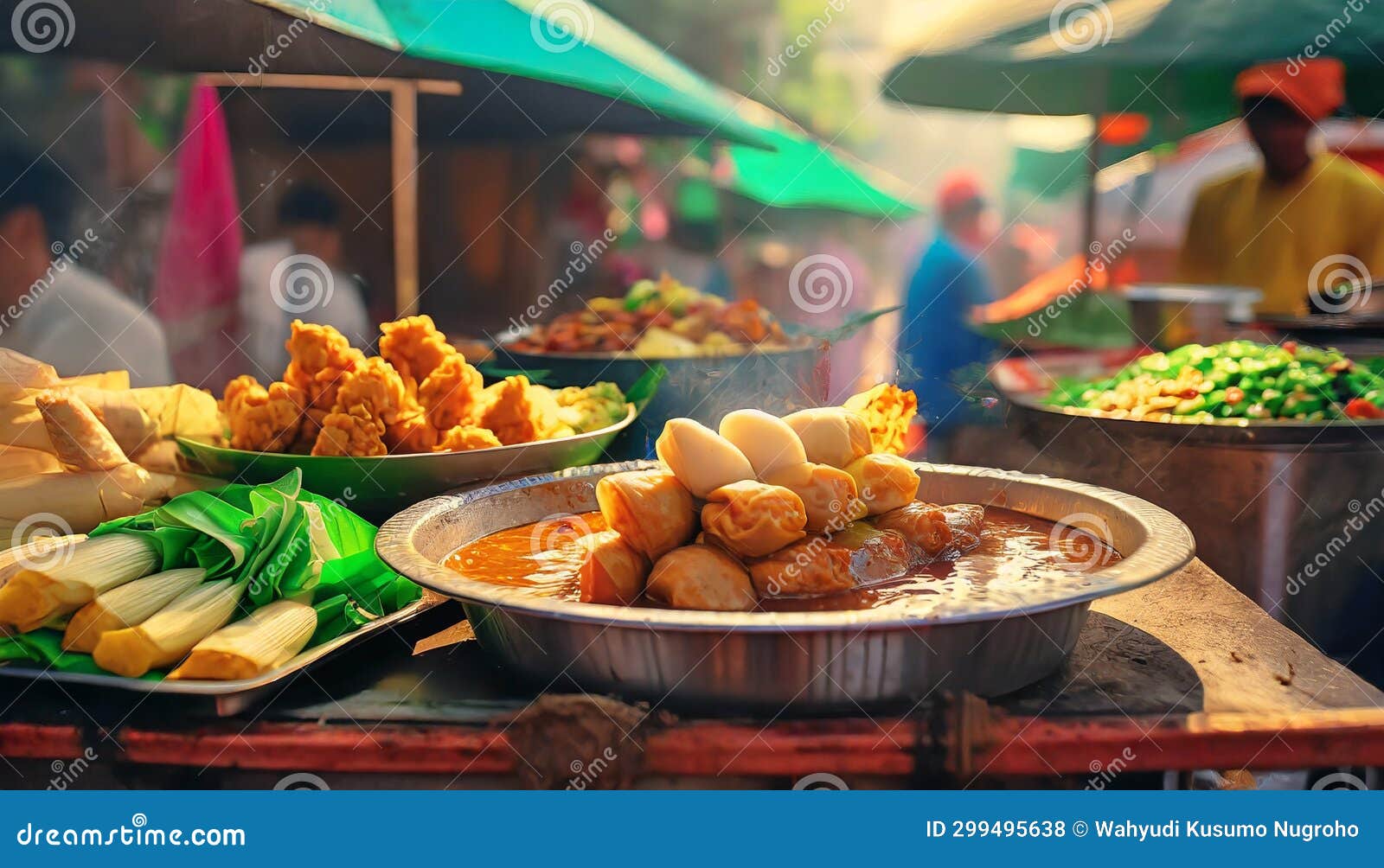 Authentic Indonesian Street Food Extravaganza. Stock Illustration