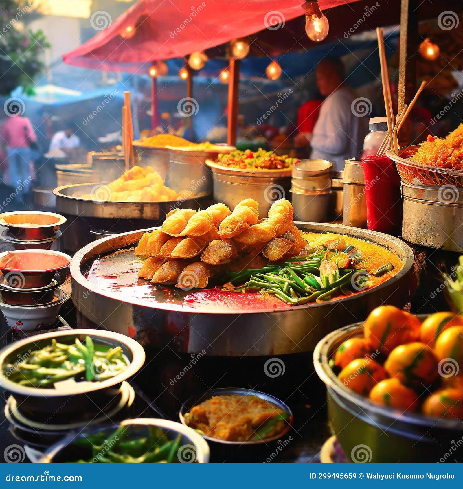 Authentic Indonesian Street Food Extravaganza. Stock Illustration