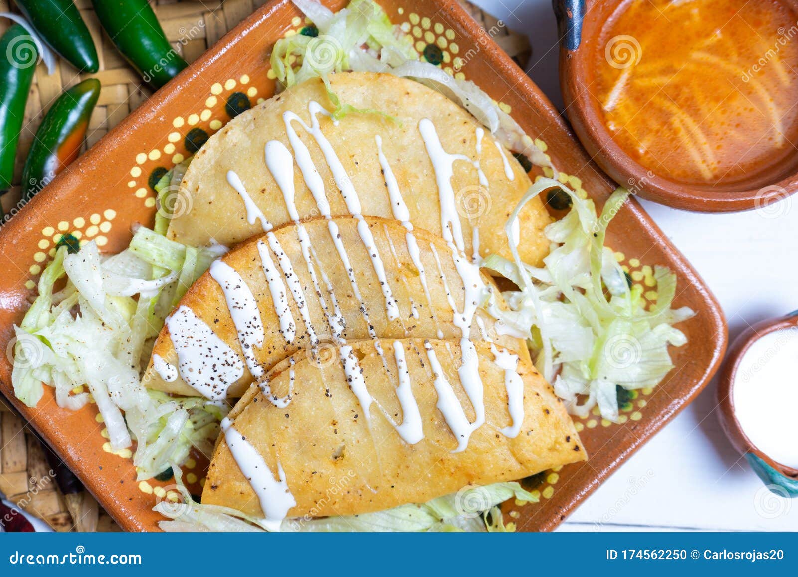 Mexican Fried Tacos `dorados` Stock Photo Image of dish, lettuce