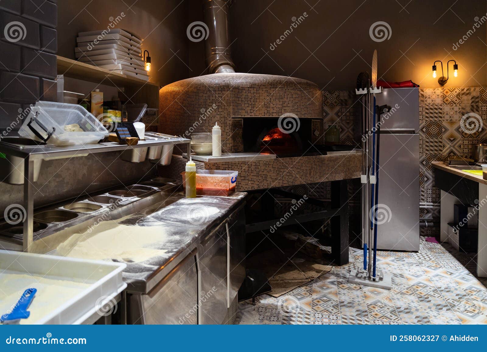 Authentic Pizzeria Kitchen Interior Stock Image Image of design